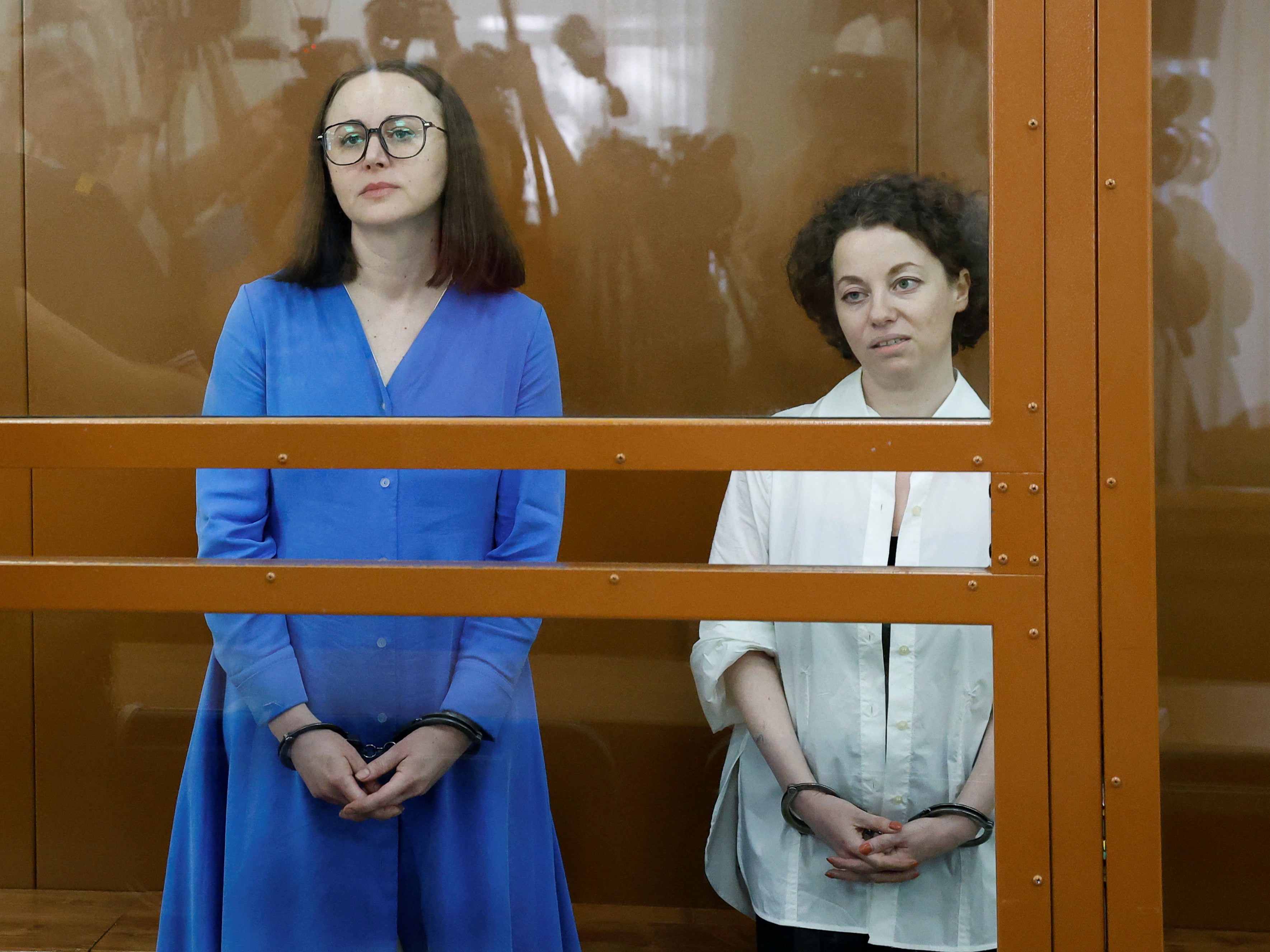 Zhenya Berkovich and Svetlana Petriychuk during their trial in a Moscow court on 8 July 2024