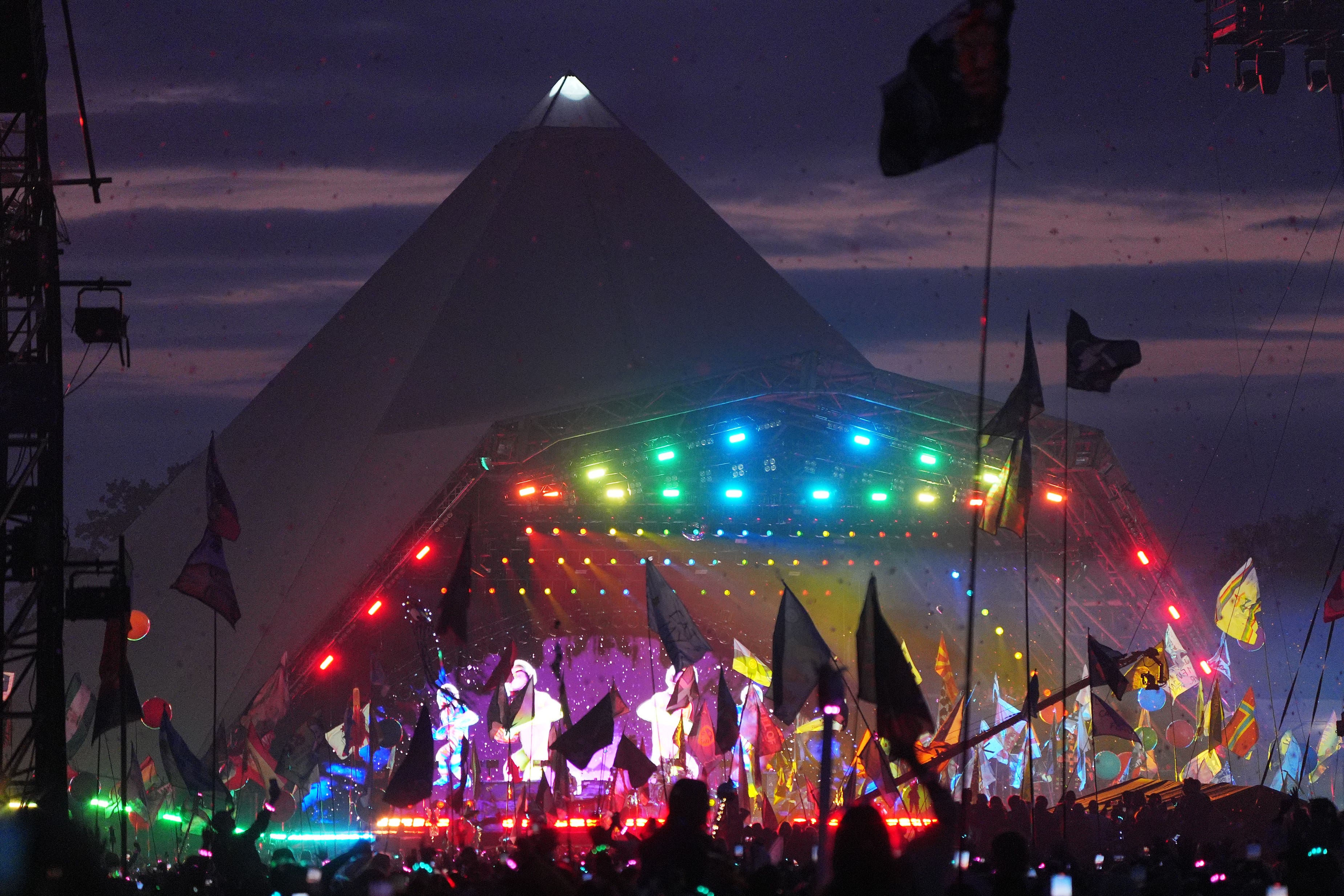 The Pyramid Stage during Coldplay’s headline performance at Glastonbury 2024