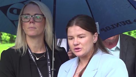 Detective Constable Natalie Horner and Shalorna Warner speak outside Durham Crown Court on Tuesday