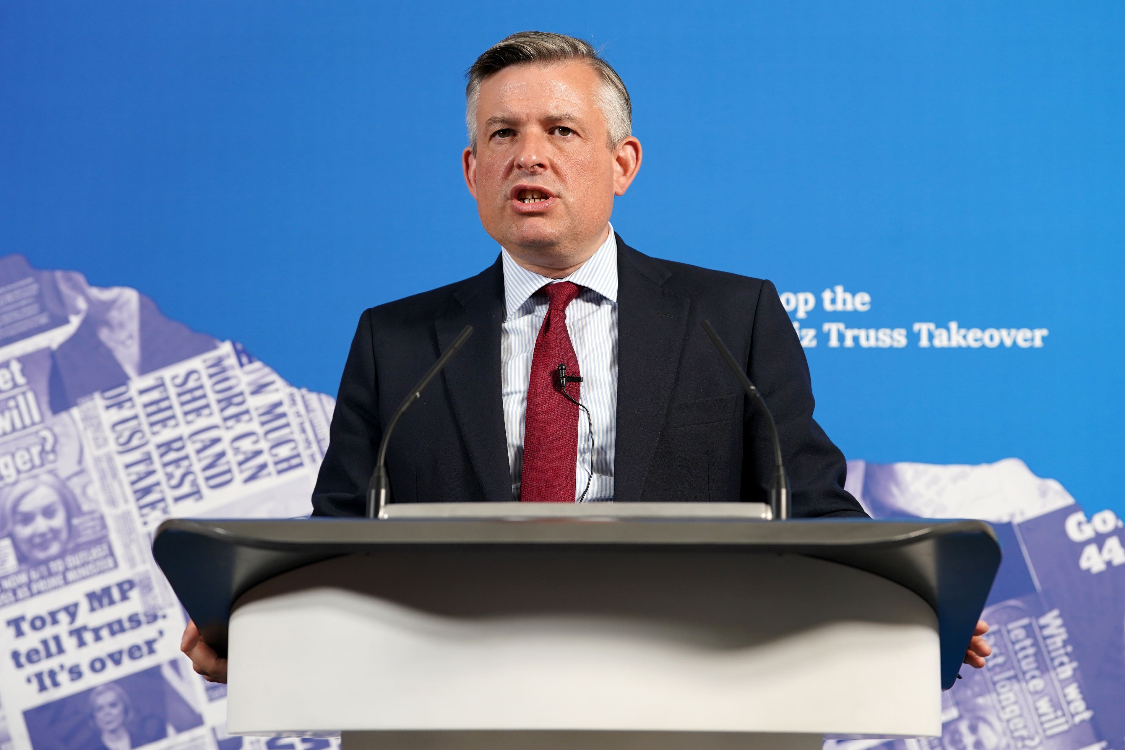 Jonathan Ashworth gives a speech (PA)