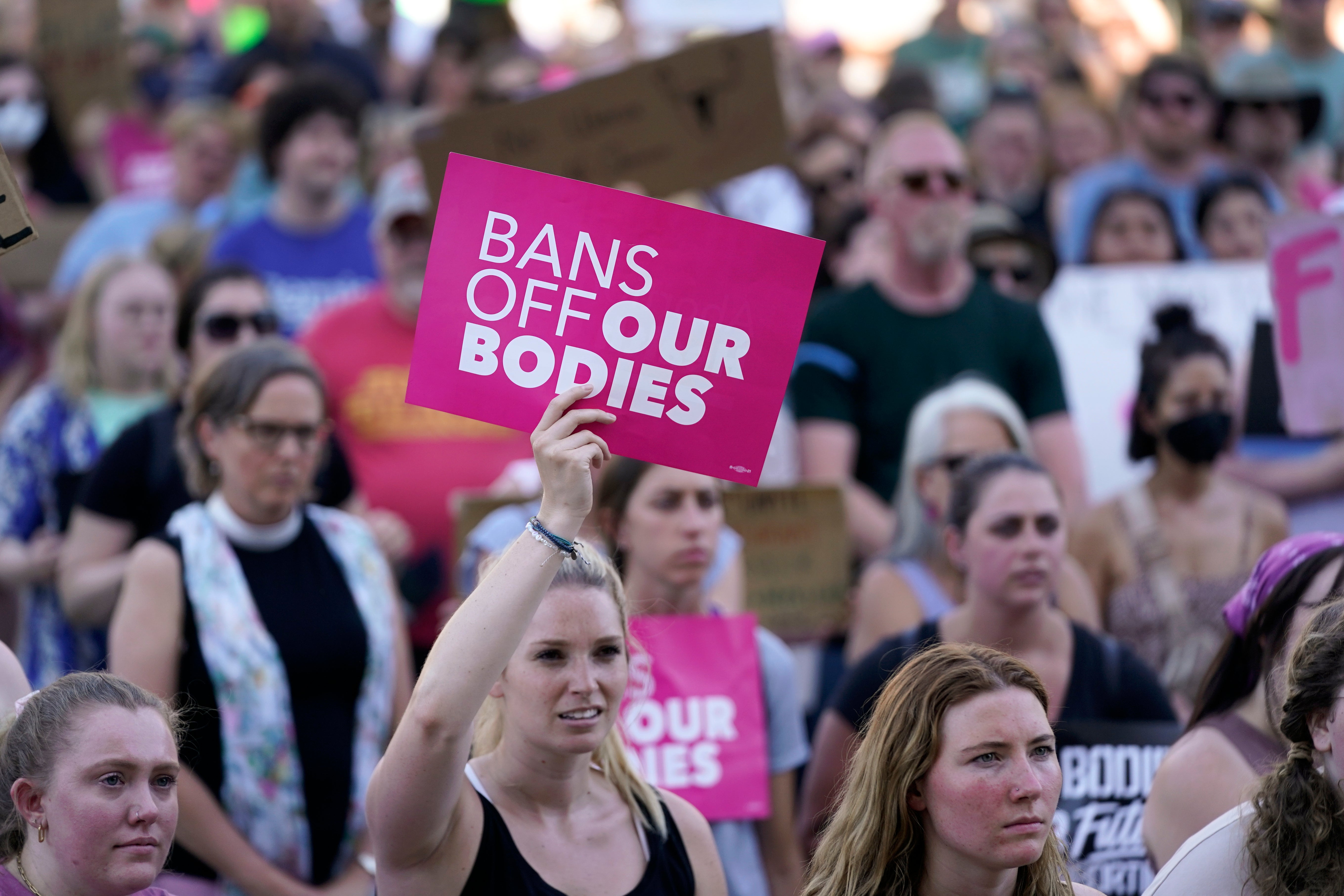 Abortion rights supporters in Lansing, Michigan