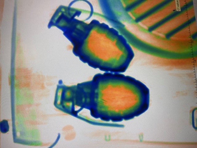 TSA agents discovered the items resembling grenades during an x-ray scan