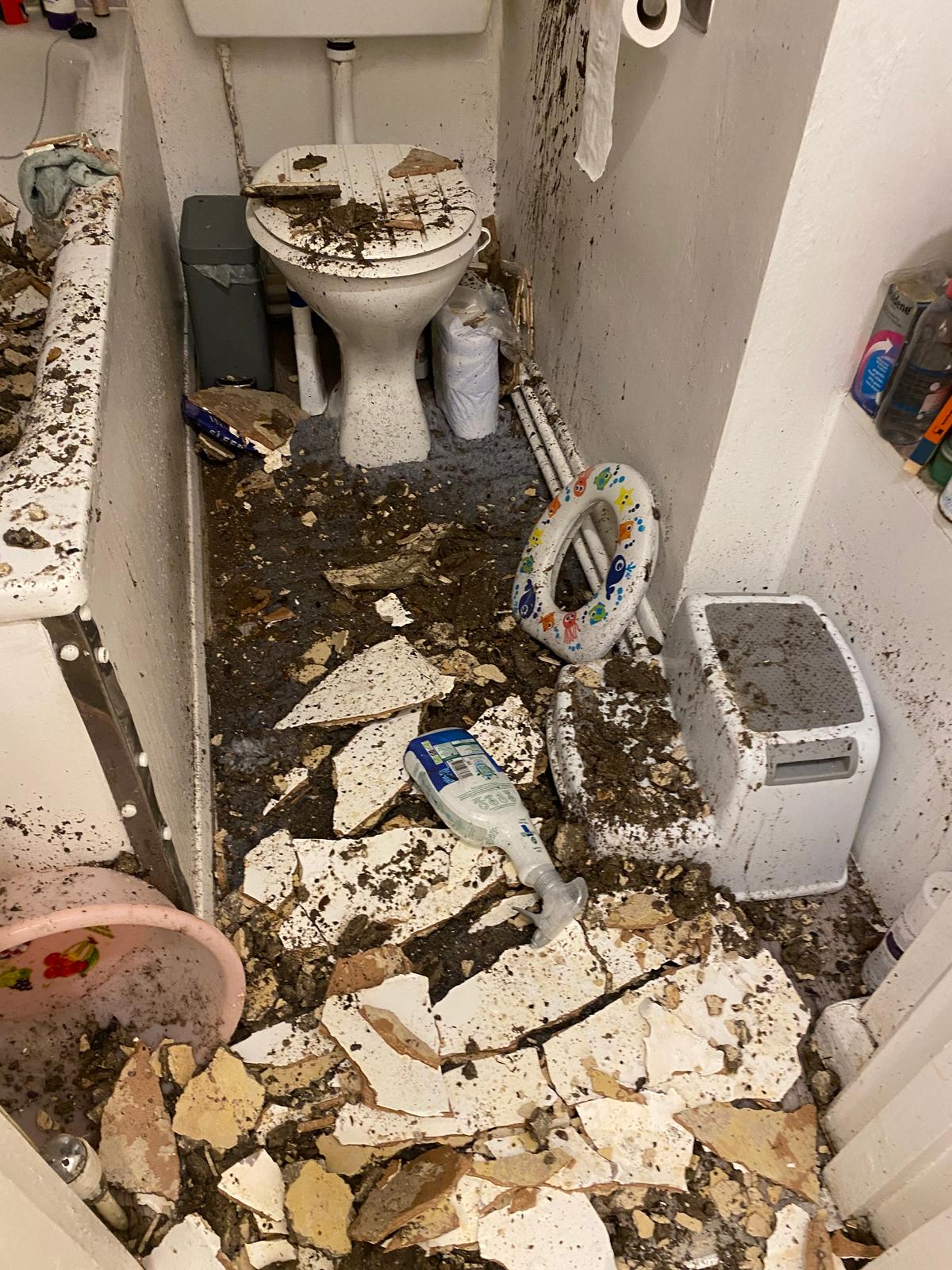 Sylvia was moved out of her flat when the ceiling fell through, pictured, but did not take the replacement home she was offered by the council as it was too far away from her son’s school