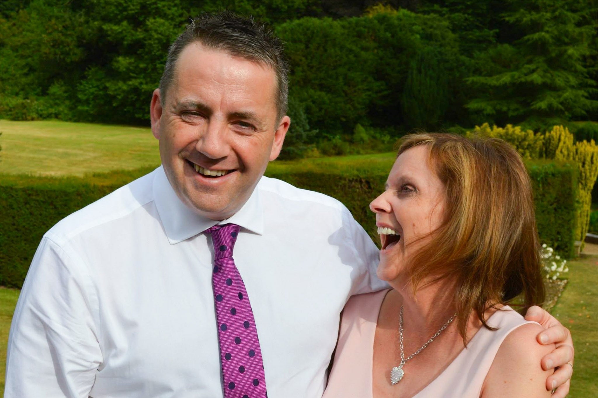 BBC racing commentator John Hunt with his wife Carol who was killed alongside their daughters Hannah and Louise