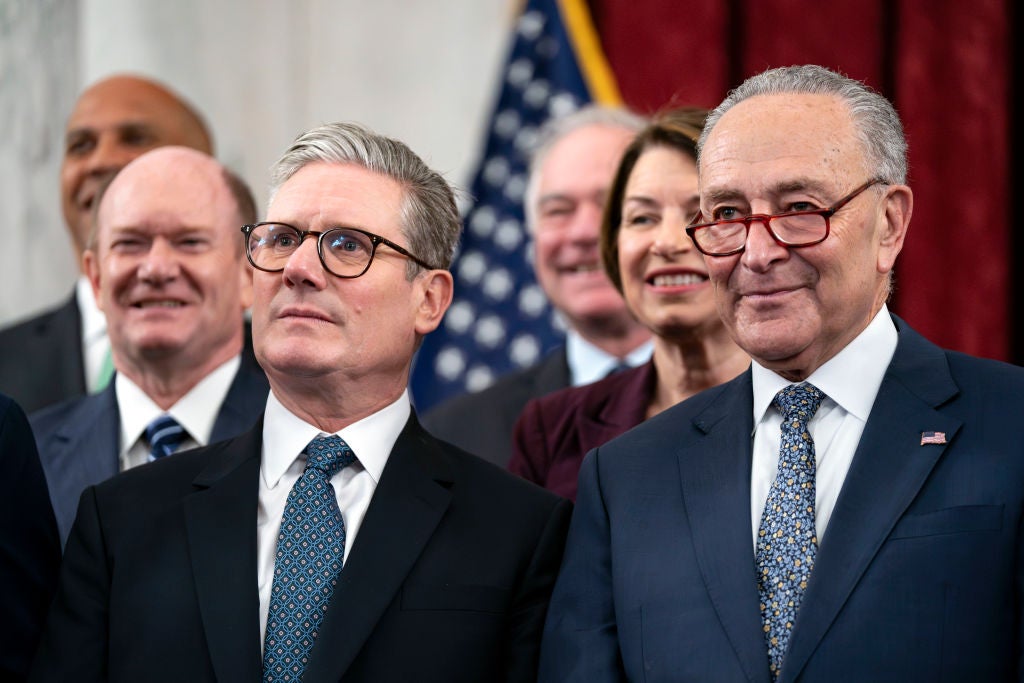 Sir Keir held meetings with Democrat Senate majority leader Chuck Schumer (right) and Republican minority leader Mitch McConnell