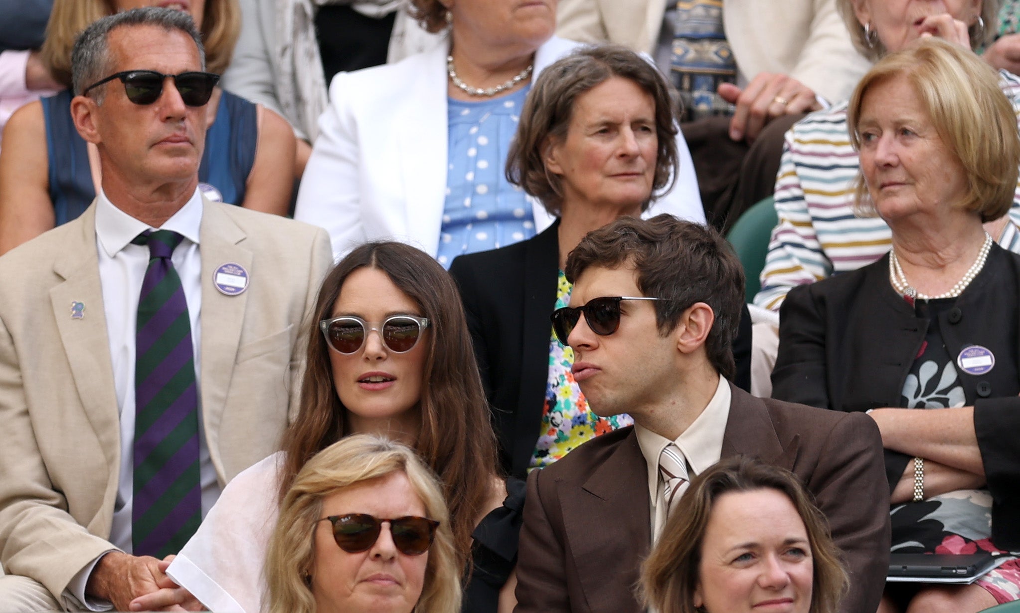 Kiera Knightley and James Righton attend day 10 of Wimbledon