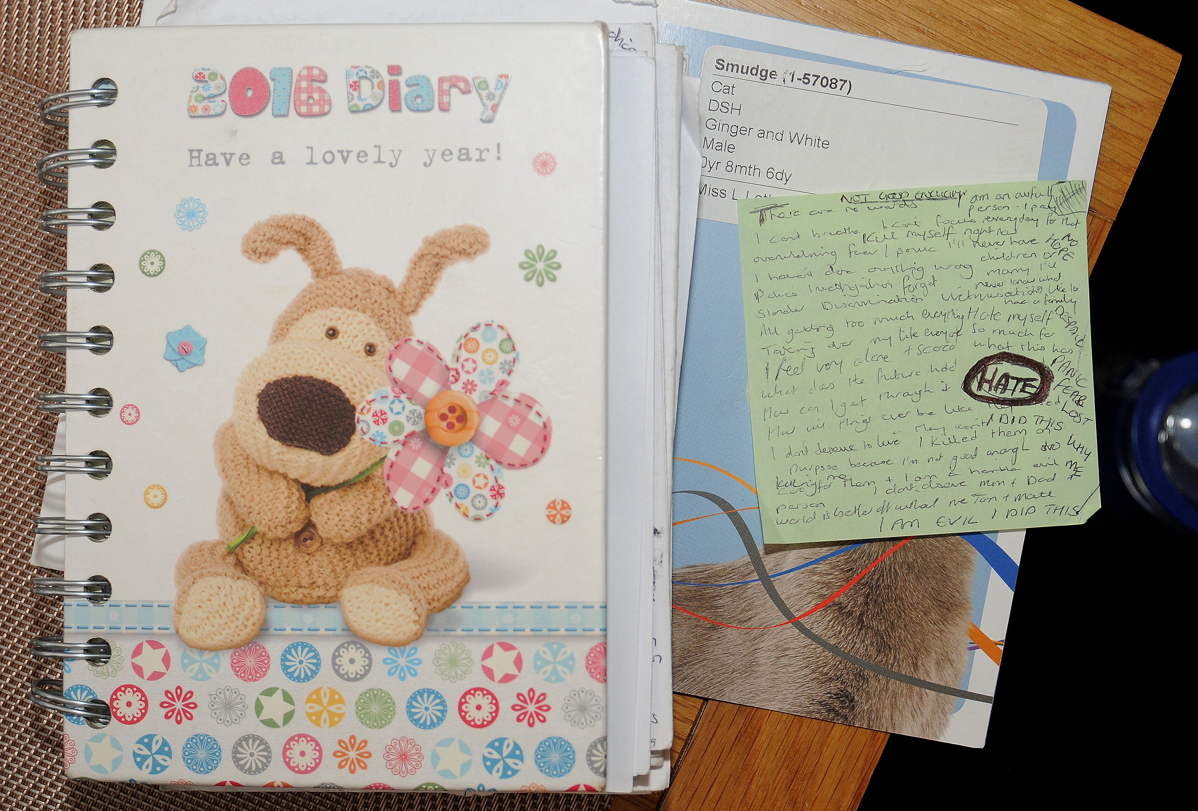 A diary and handwritten notes used as evidence in Letby’s trial