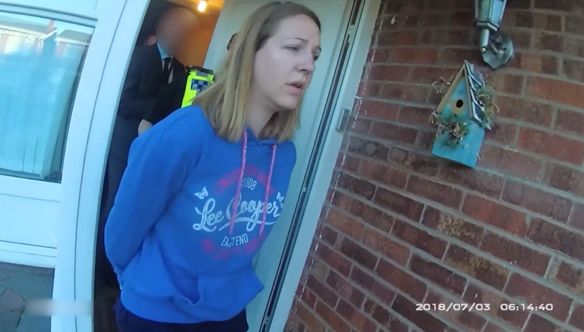 Footage from Cheshire Constabulary taken during Letby’s arrest in 2018