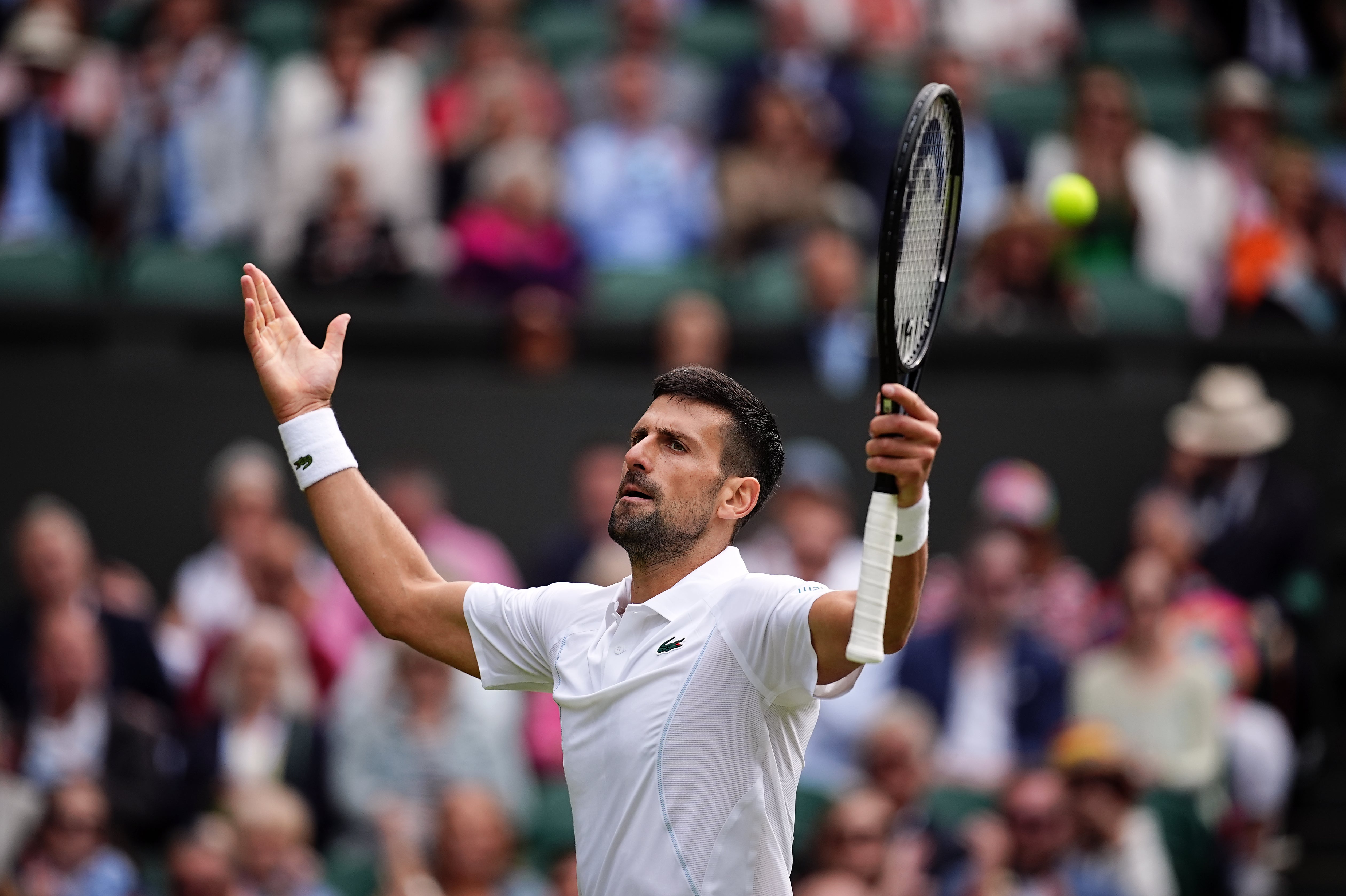 Novak Djokovic tries to gee up the crowd (Aaron Chown/PA)