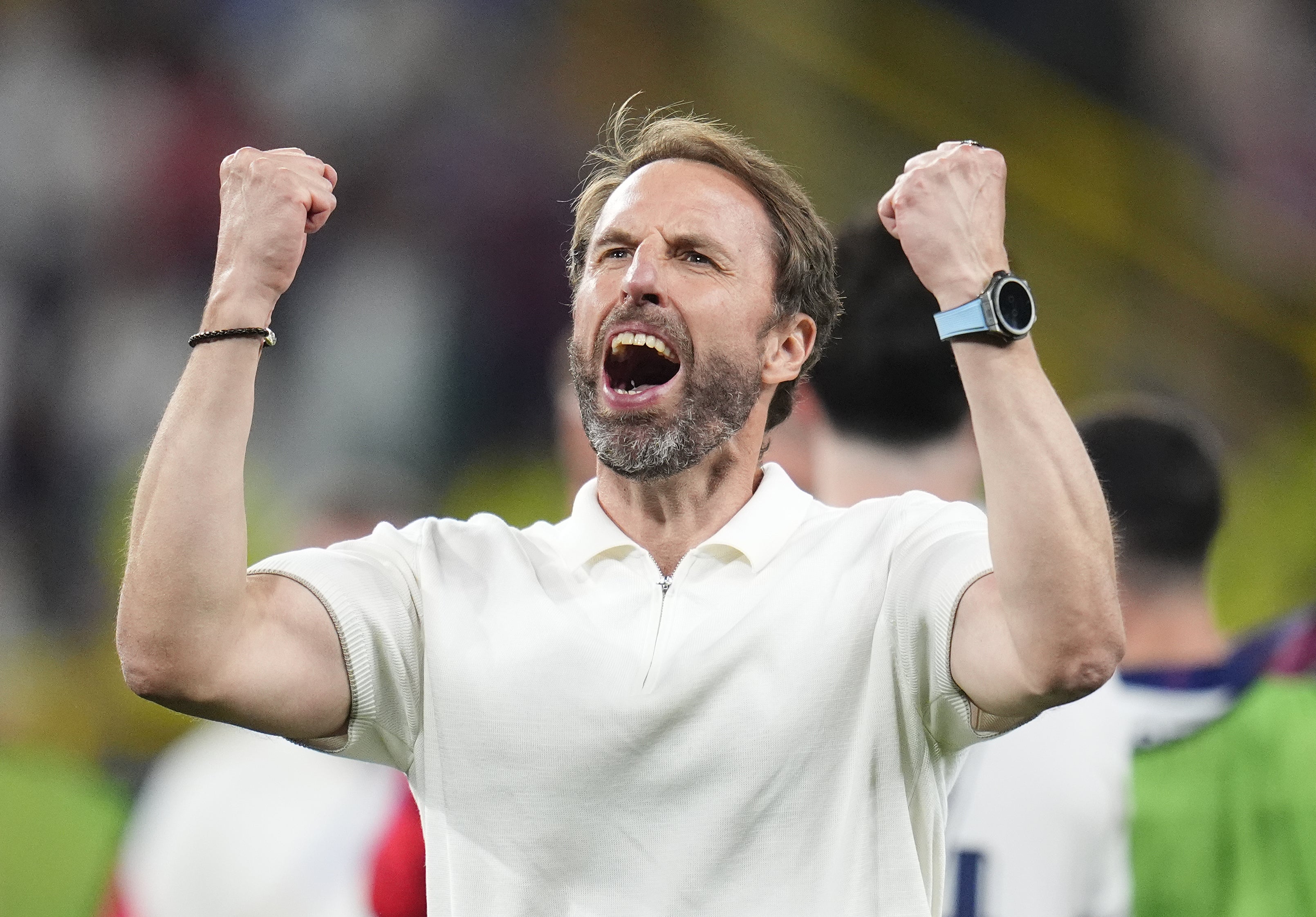 England manager Gareth Southgate celebrates the semi-final win against the Netherlands