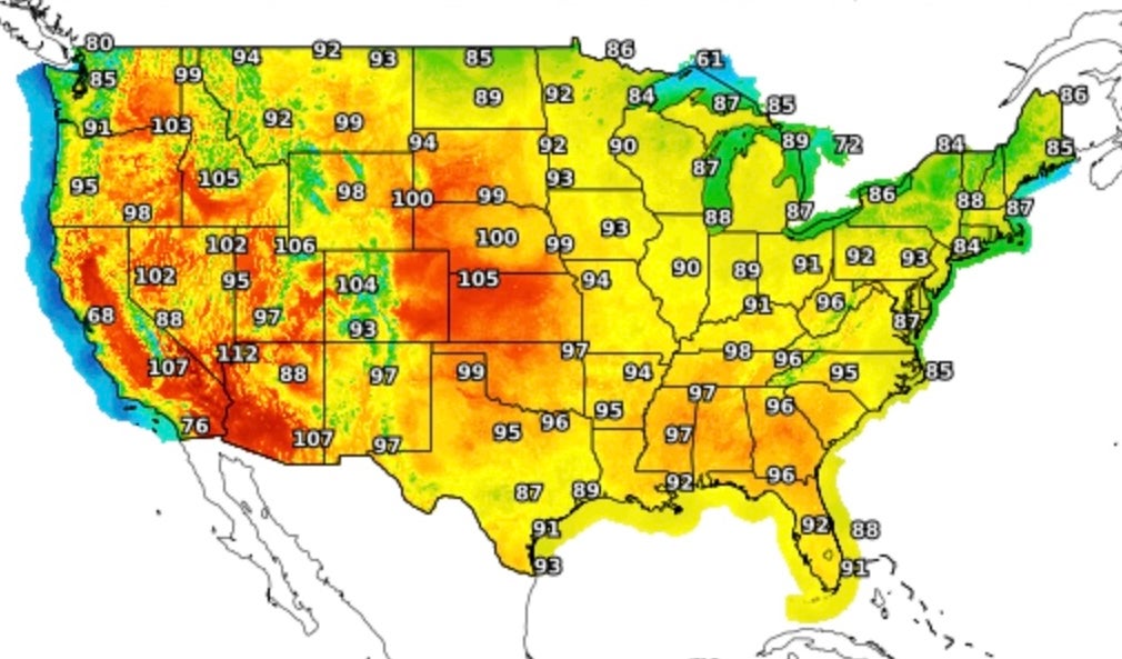 Many Americans are set to see 90-degree temperatures on Saturday as a heat wave moves East bringing even hotter weather