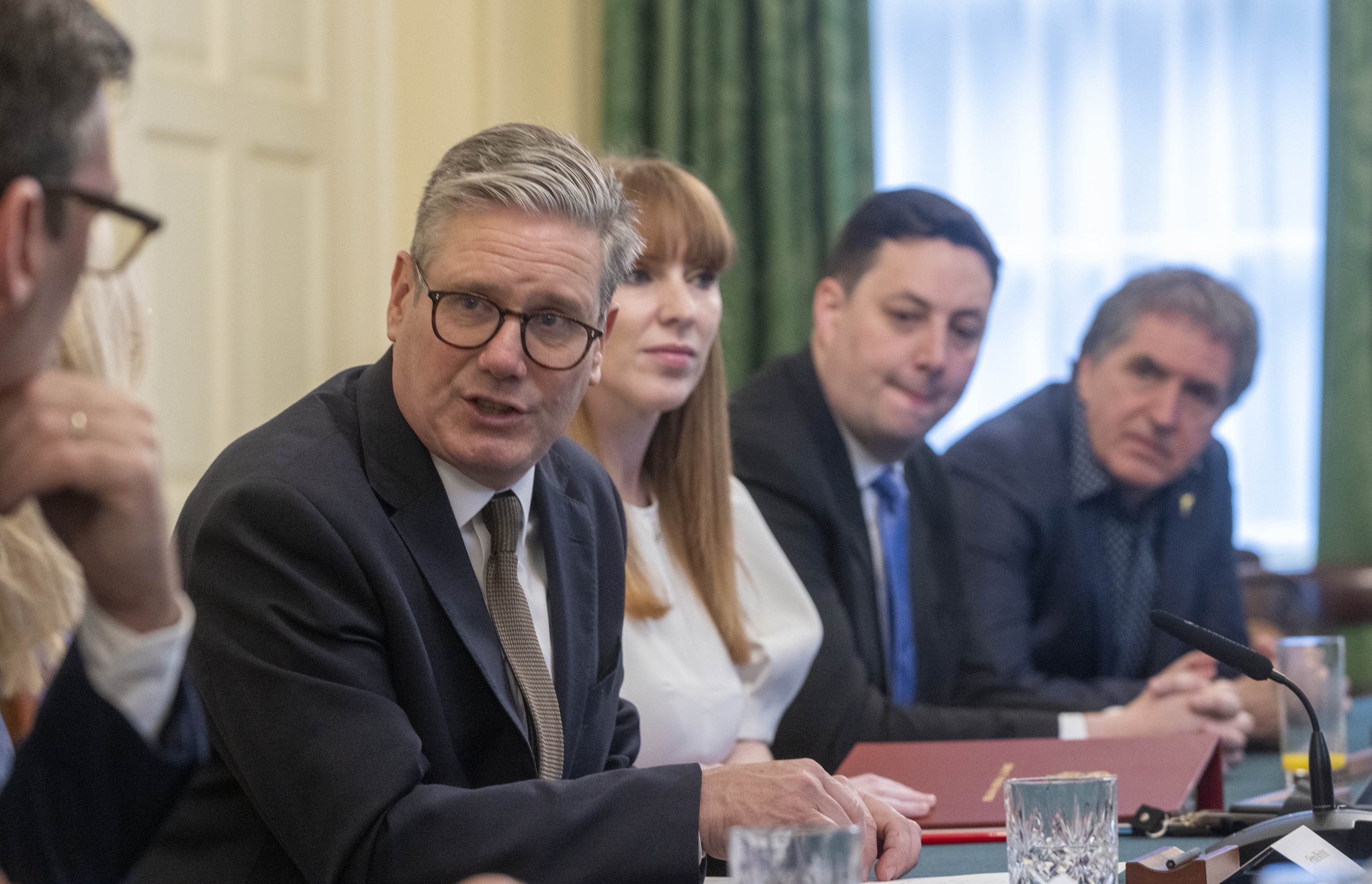 Keir Starmer at the cabinet table with Angela Rayner, who some fear has been sidelined