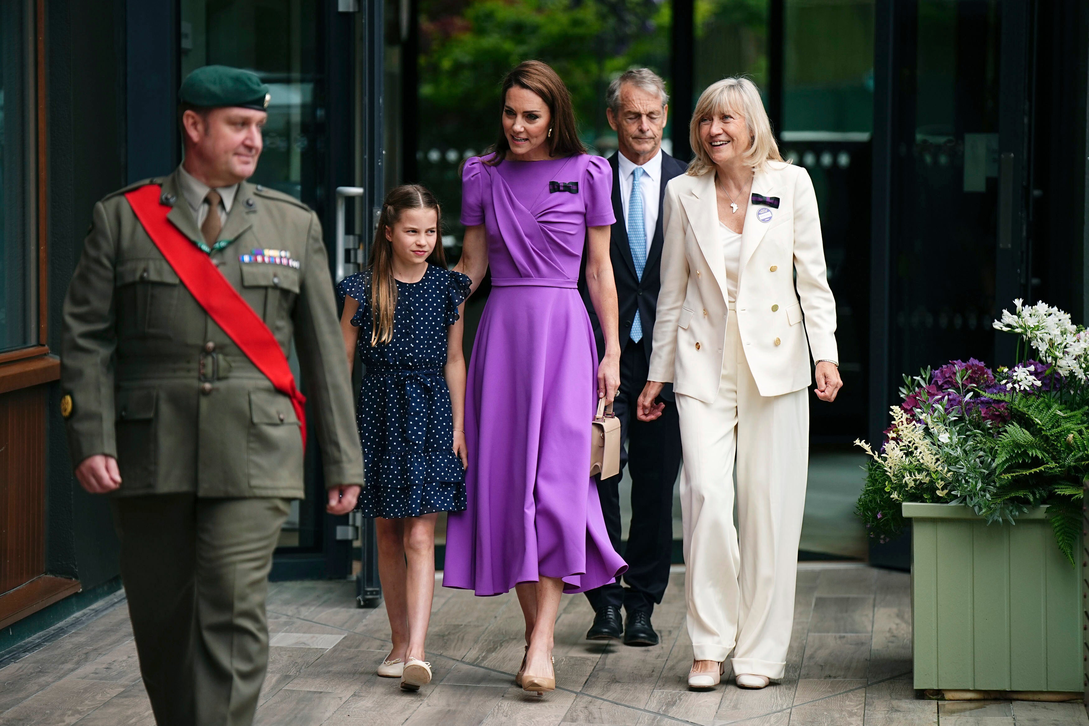 Kate and Charlotte arrive to attend the men's singles final match