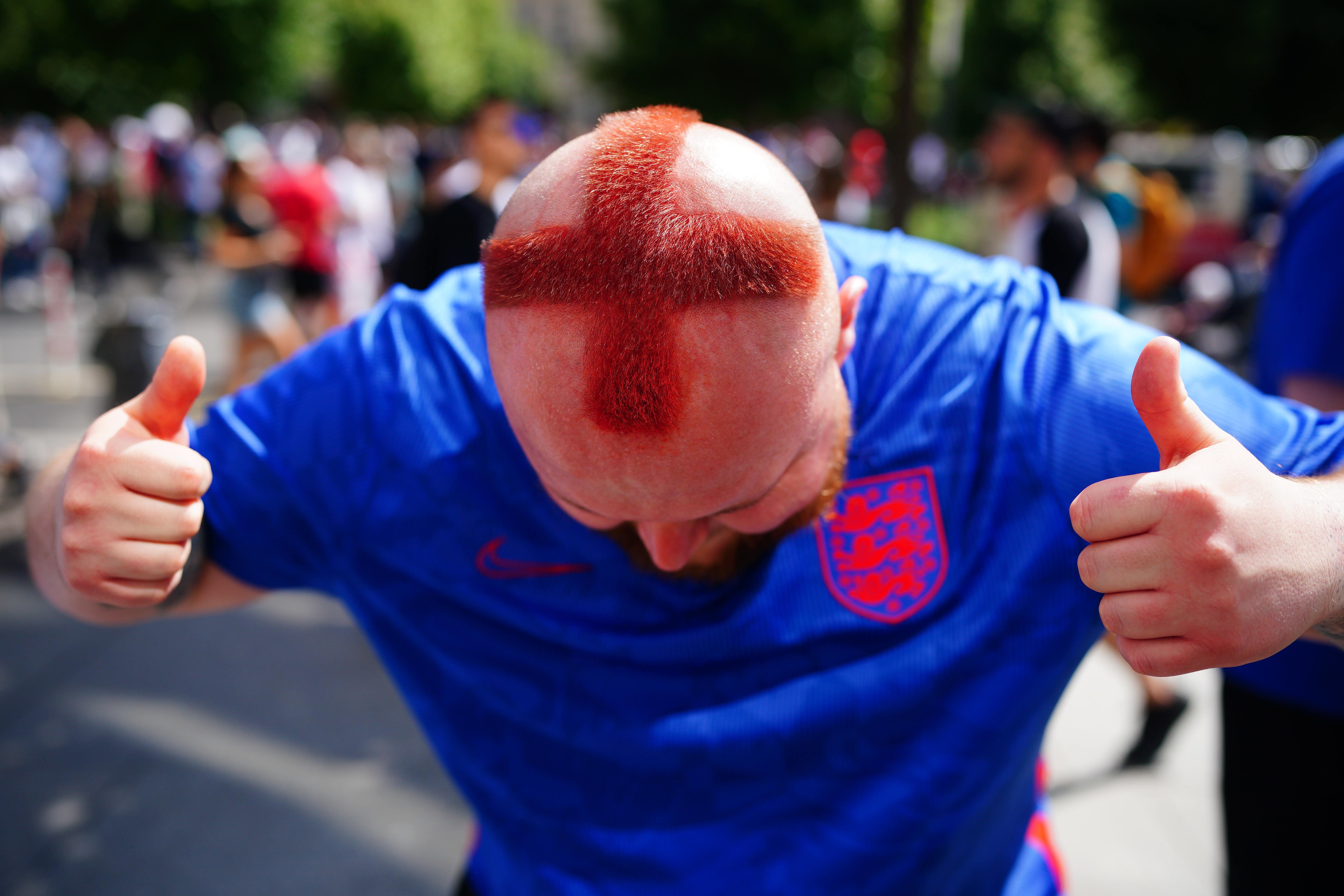 England fan Sam Tattersall, from Nottingham, in Berlin (Ben Birchall/PA)