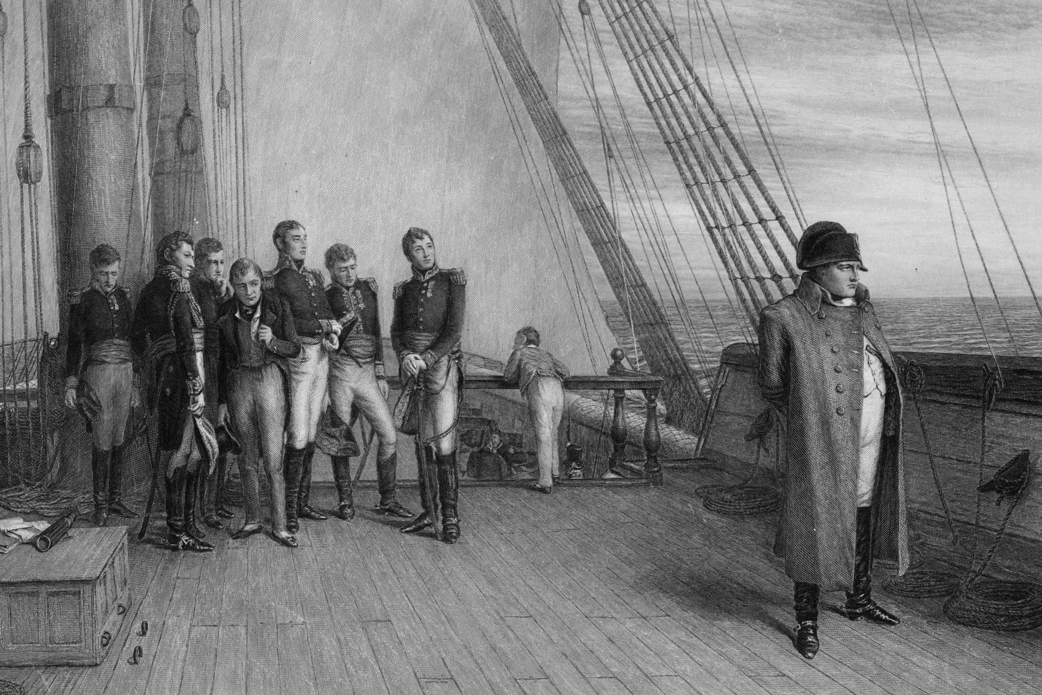 Napoleon Bonaparte going into exile for the final time on board HMS Bellerophon in 1815. Trump has used a quote attributed to the self-crowned emperor suggesting he is above the law