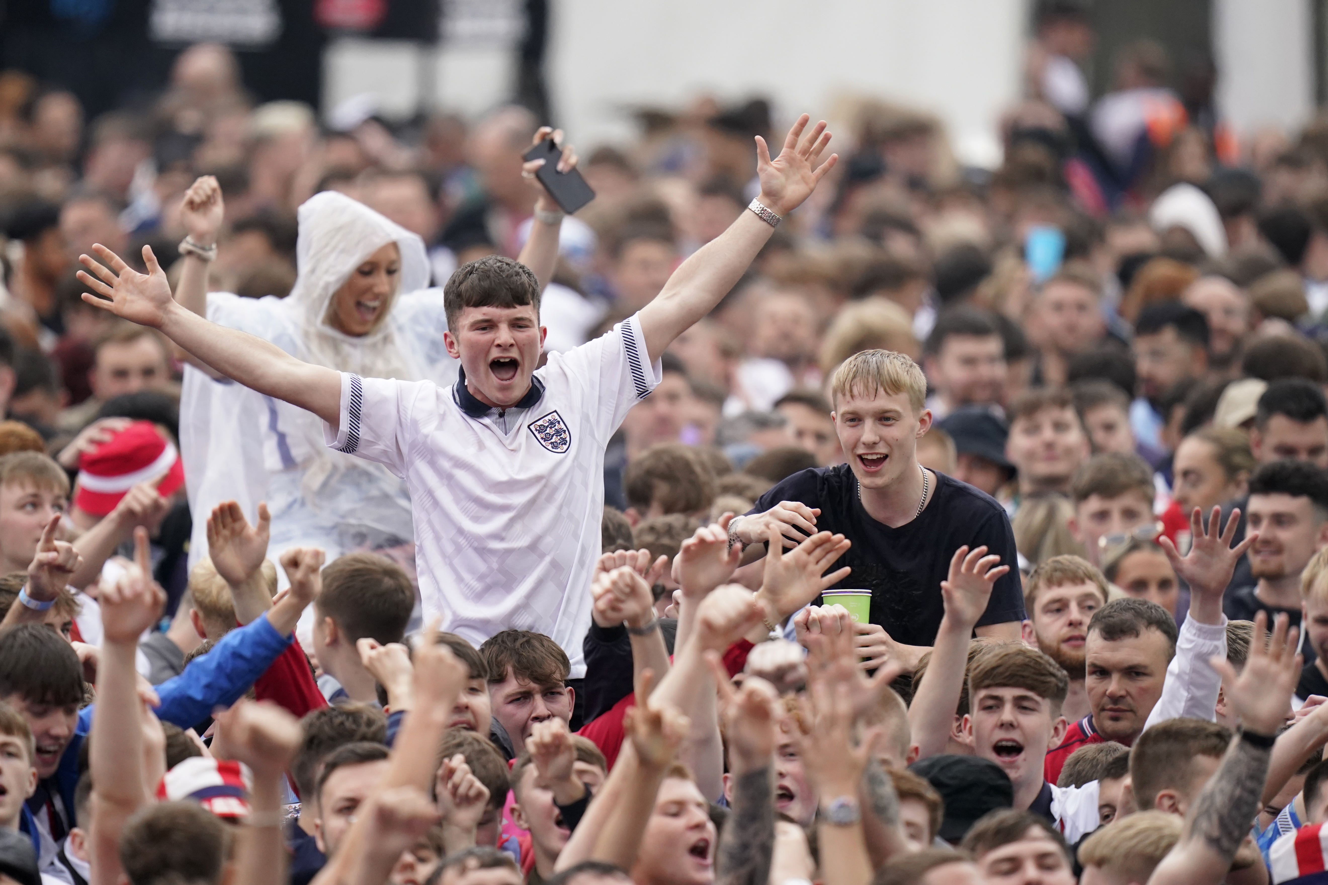 England fans at Millennium Square in Leeds (Danny Lawson/PA)