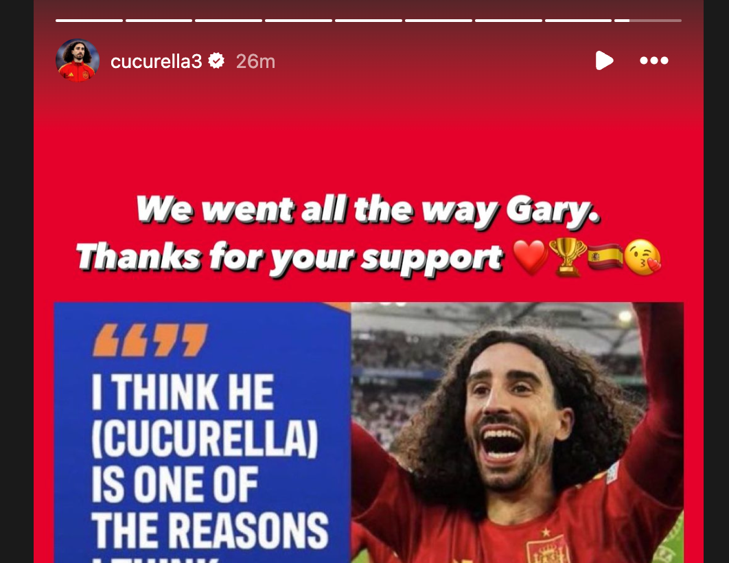 Marc Cucurella posted a sarcastic message on Instagram