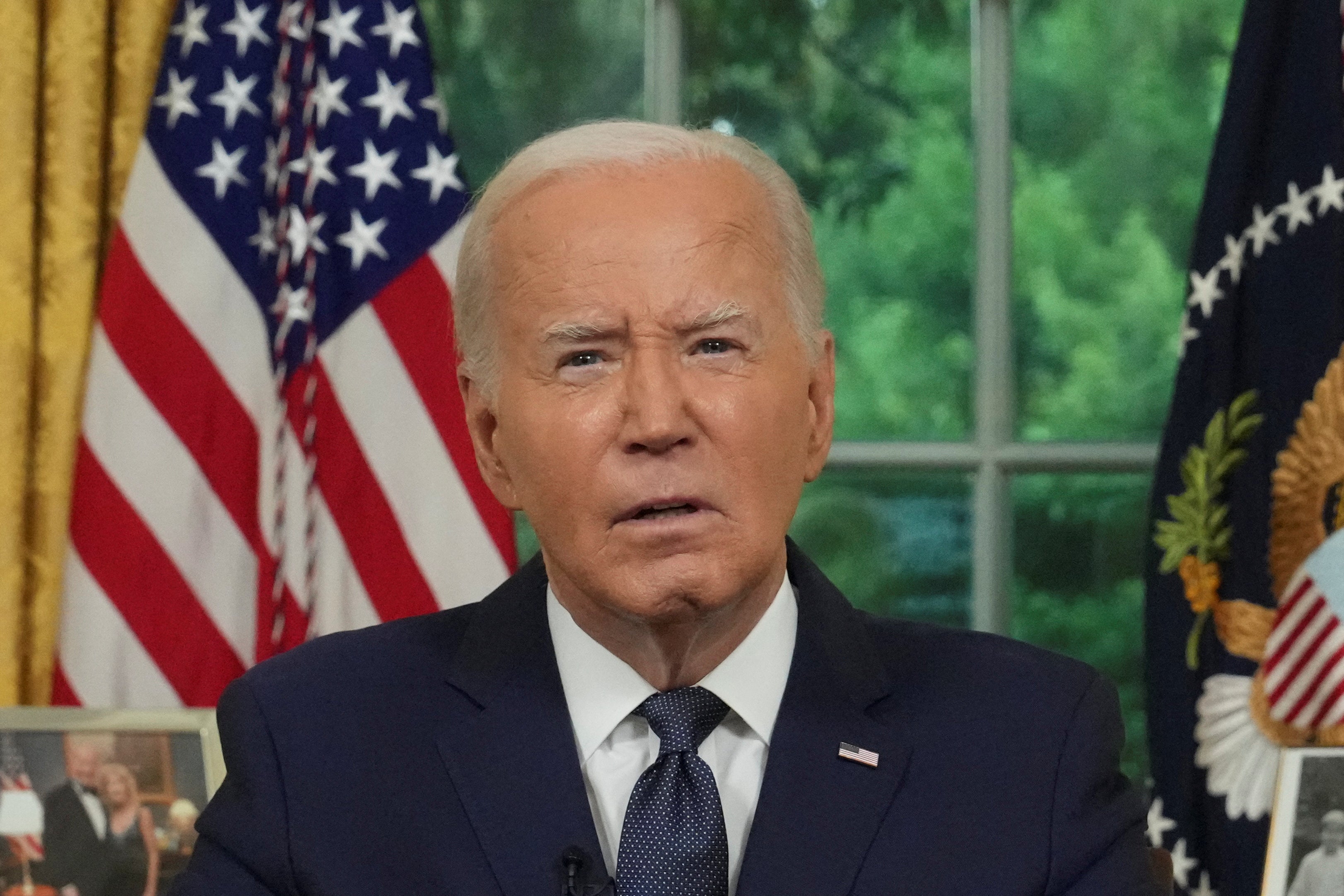 President Joe Biden delivers an address to the nation from the Oval Office on July 14, 2024 after the assassination attempt of former president Donald Trump