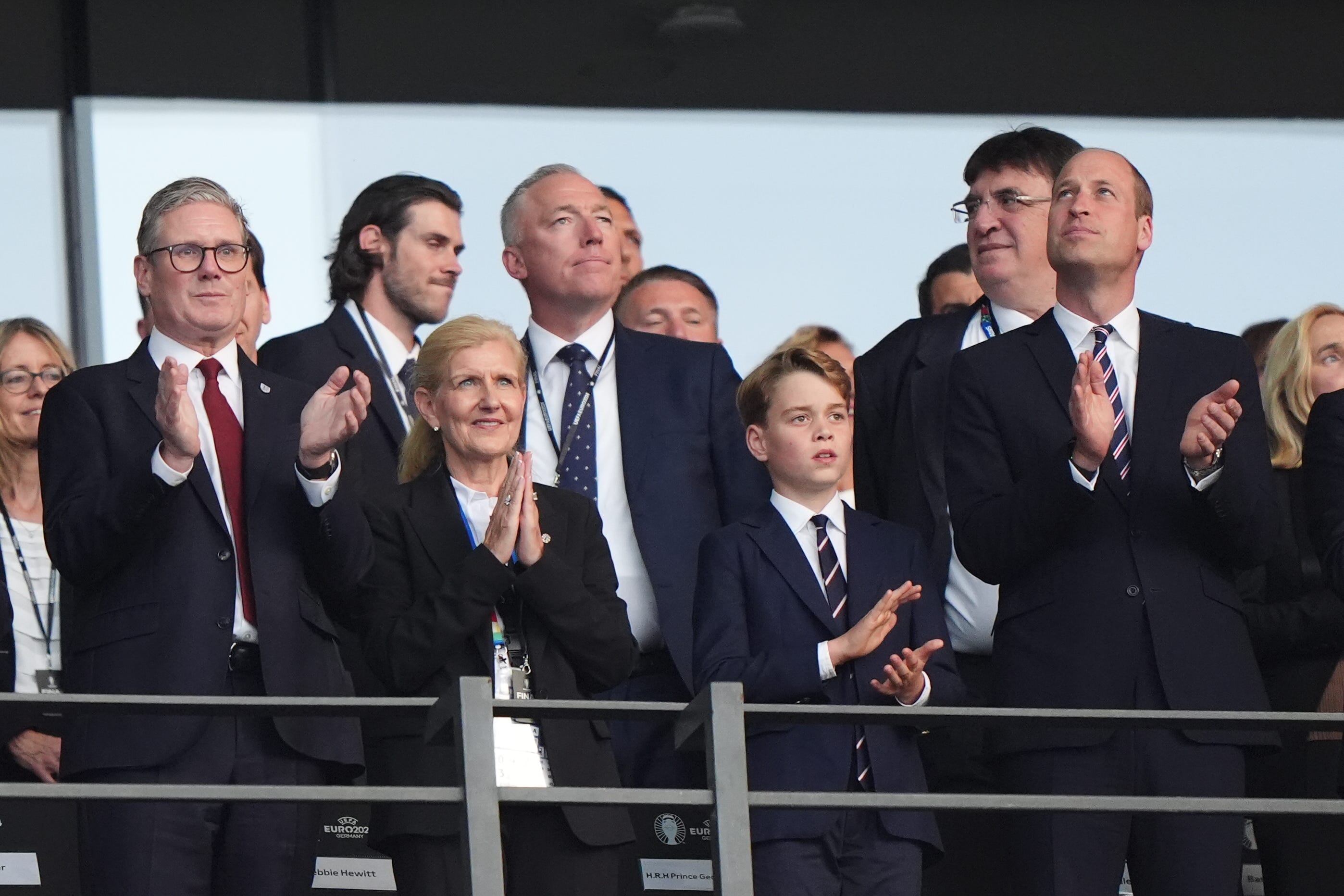 Prime Minister Sir Keir Starmer and Prince George and the Prince of Wales applaud ahead of the Euro 2024 final at Olympiastadion, Berlin. Picture date: Sunday July 14, 2024.