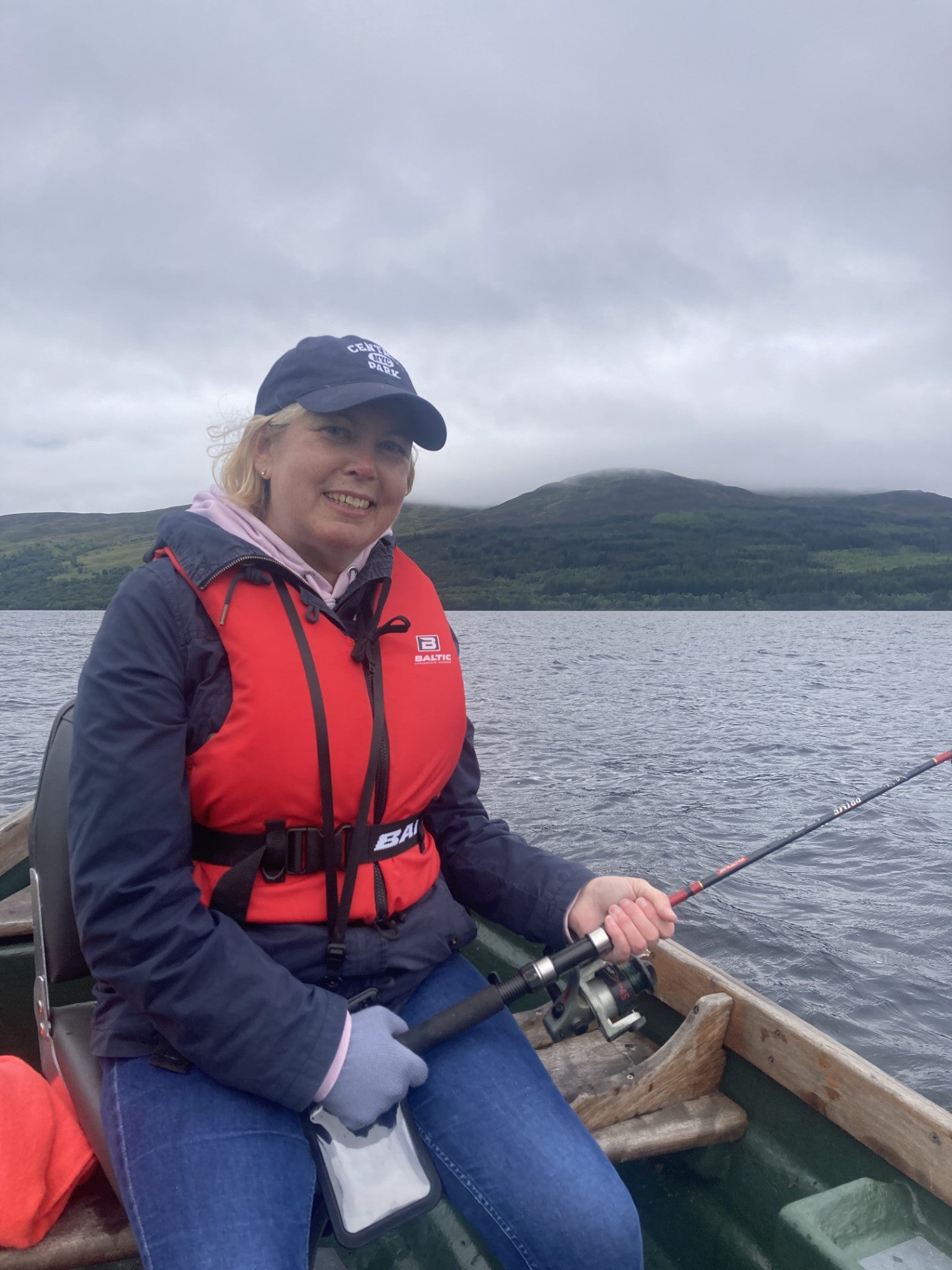 Alison fishing on Loch Rannoch