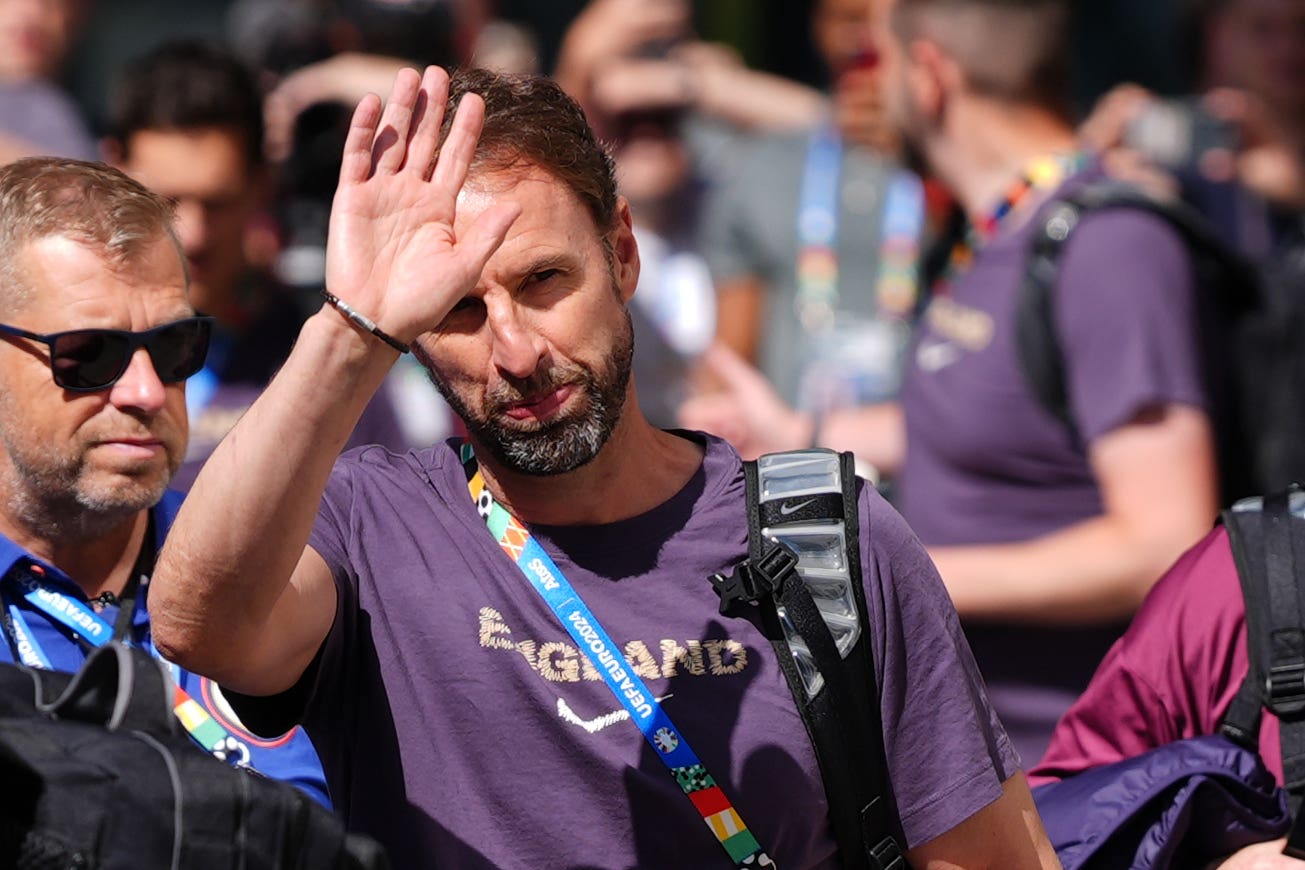 England manager Gareth Southgate leaving the team hotel in Berlin, Germany. Gareth Southgate and England tasted defeat in a second successive European Championship final as Spain triumphed 2-1 in Berlin. Picture date: Friday July 12, 2024.