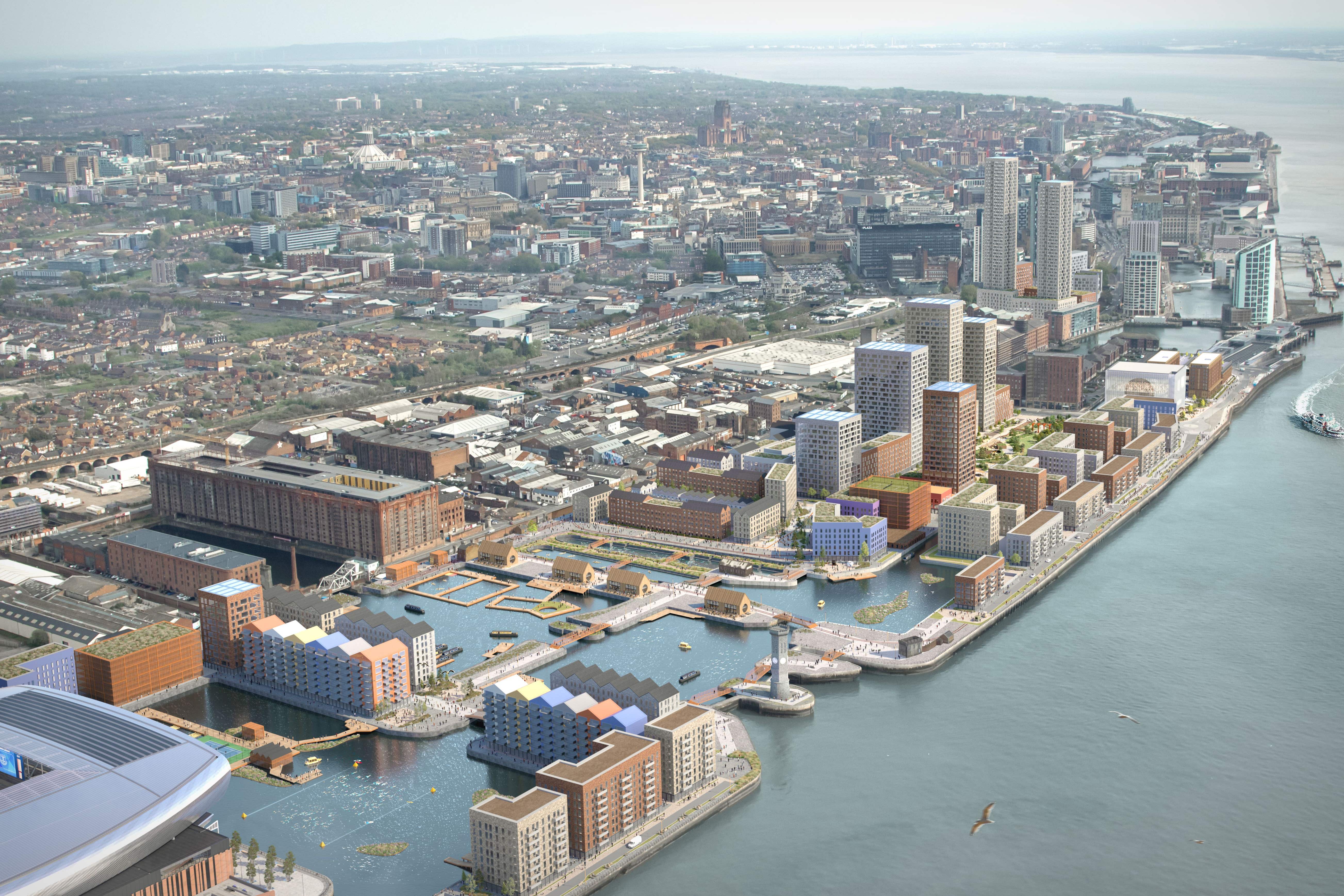 CGI of plans for Liverpool’s Central Docks, created by developers Peel (Peel Waters/PA)