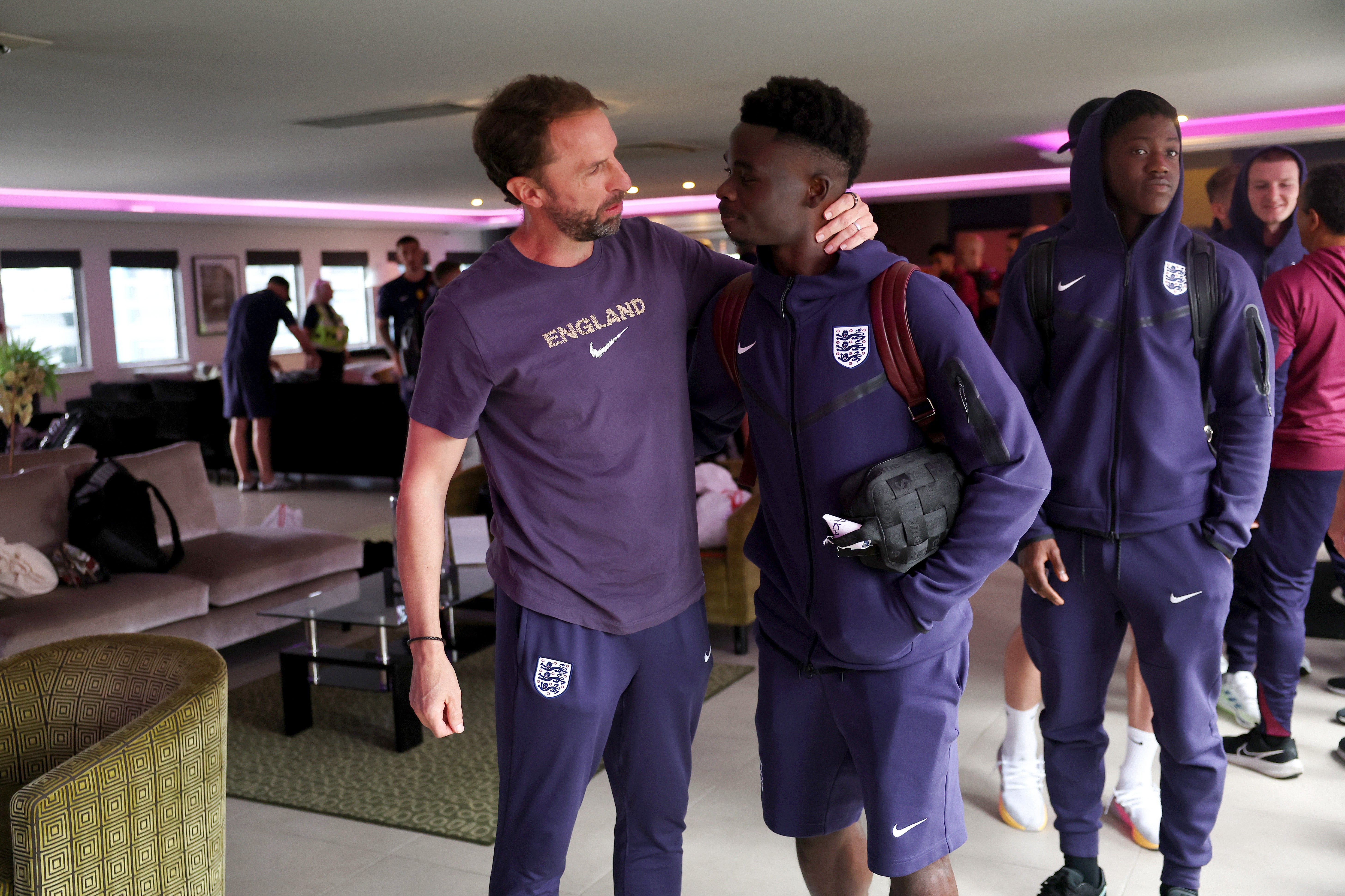 Gareth Southgate with winger Bukayo Saka