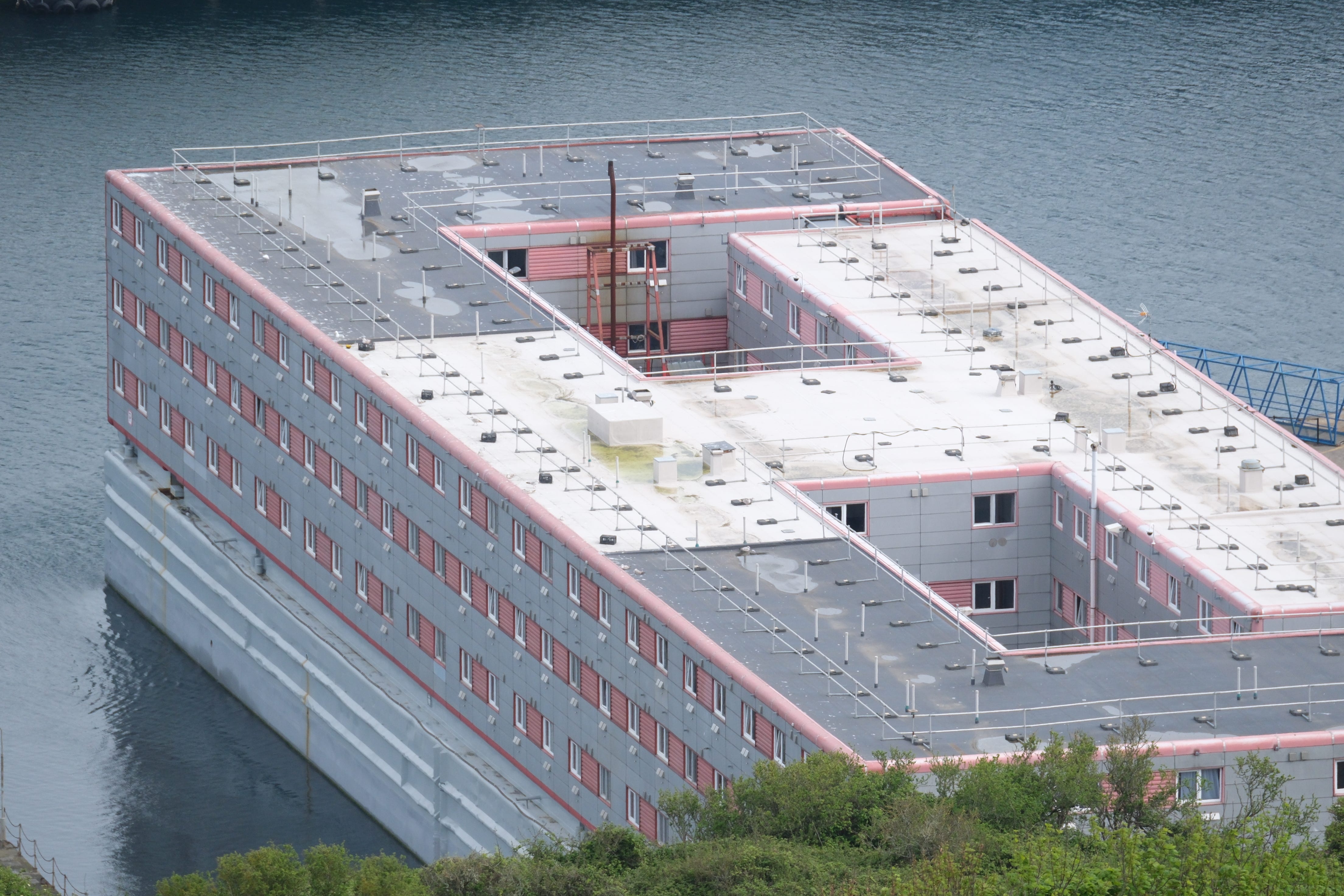 A view of the Bibby Stockholm accommodation barge at Portland Port in Dorset (Matt Keeble/PA)