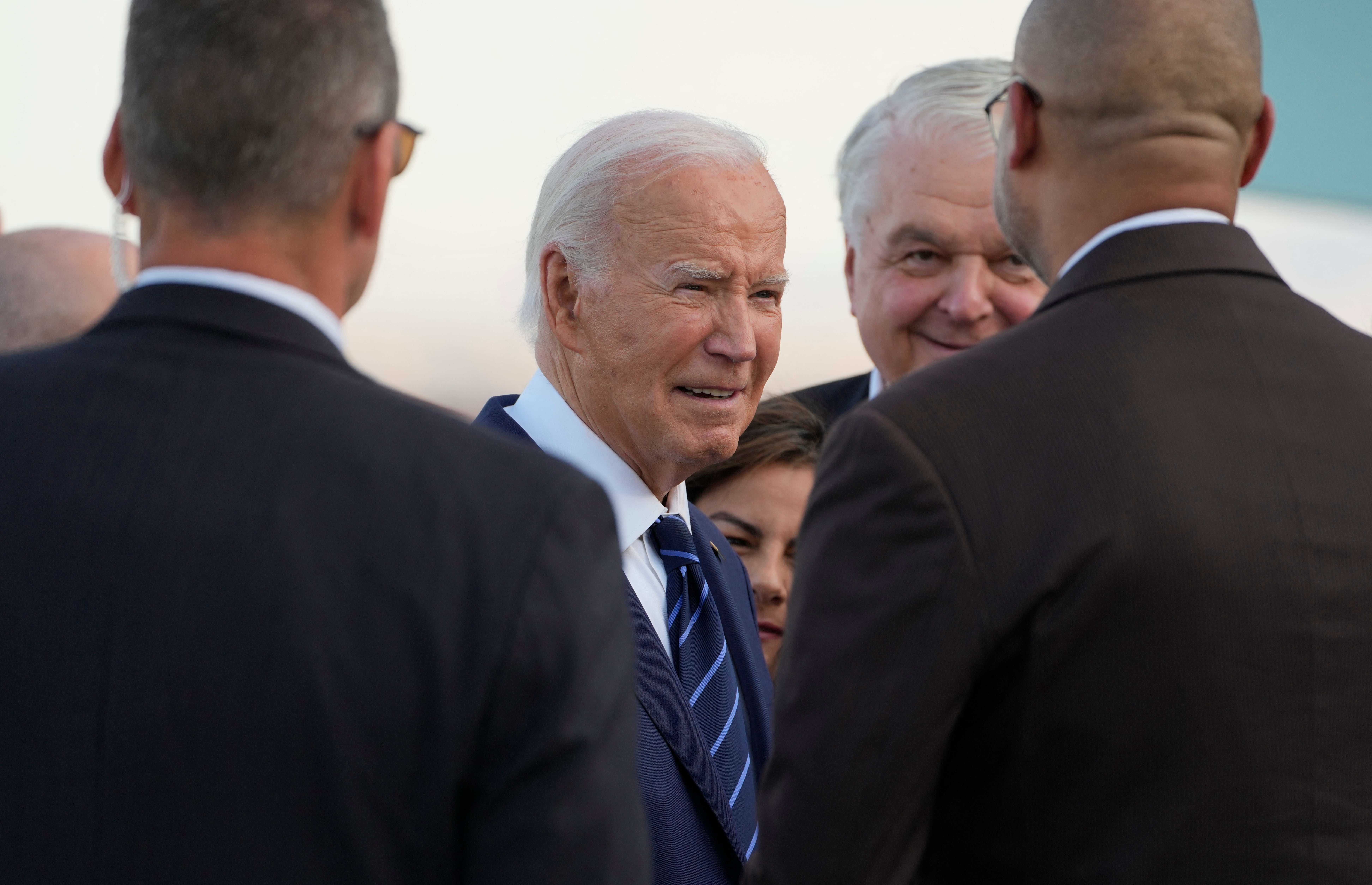 Joe Biden arrives in Las Vegas on July 15 after leaving the White House following an interview with NBC News.