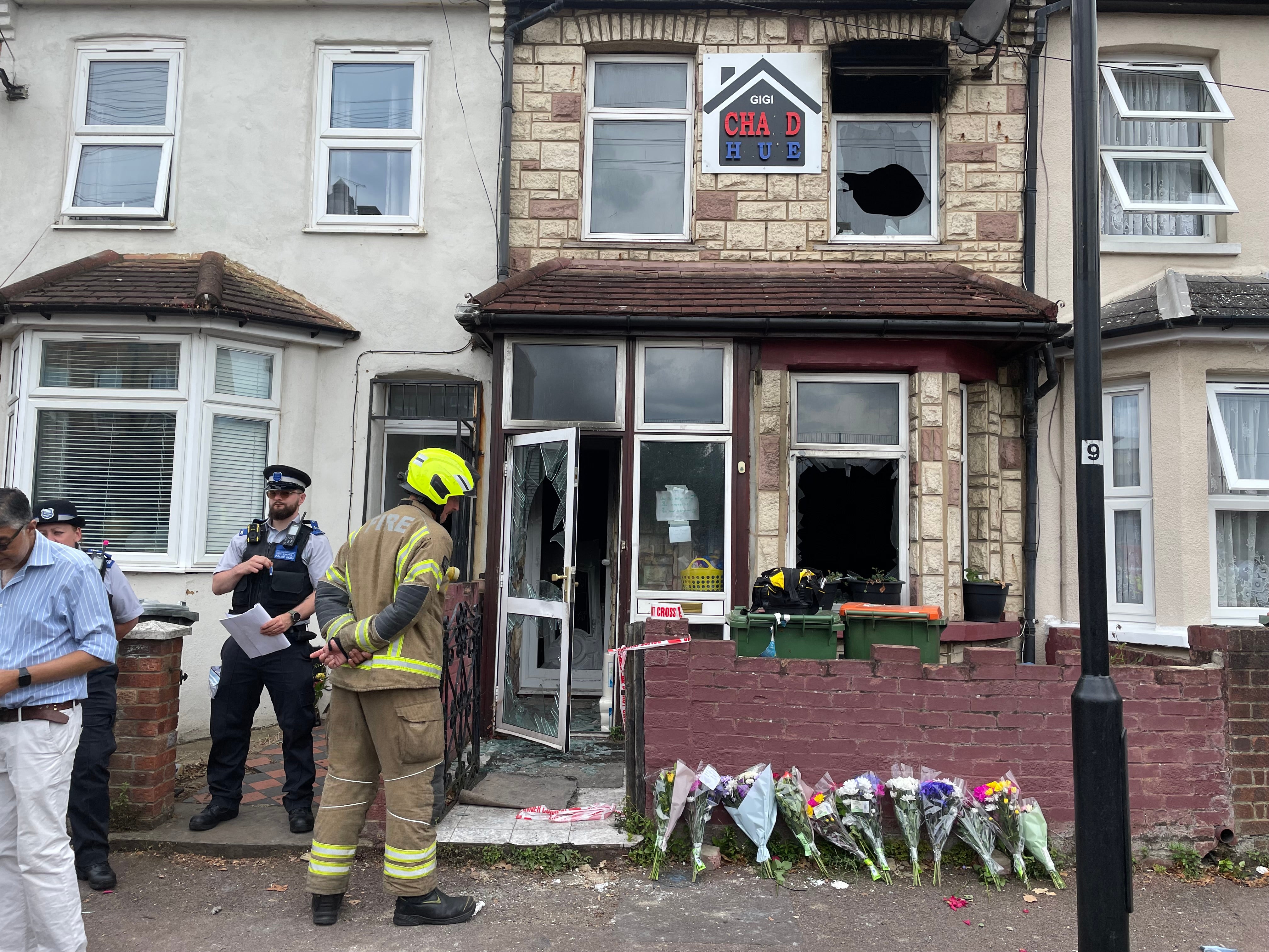 Emergency services at the scene in Napier Road, East Ham, London