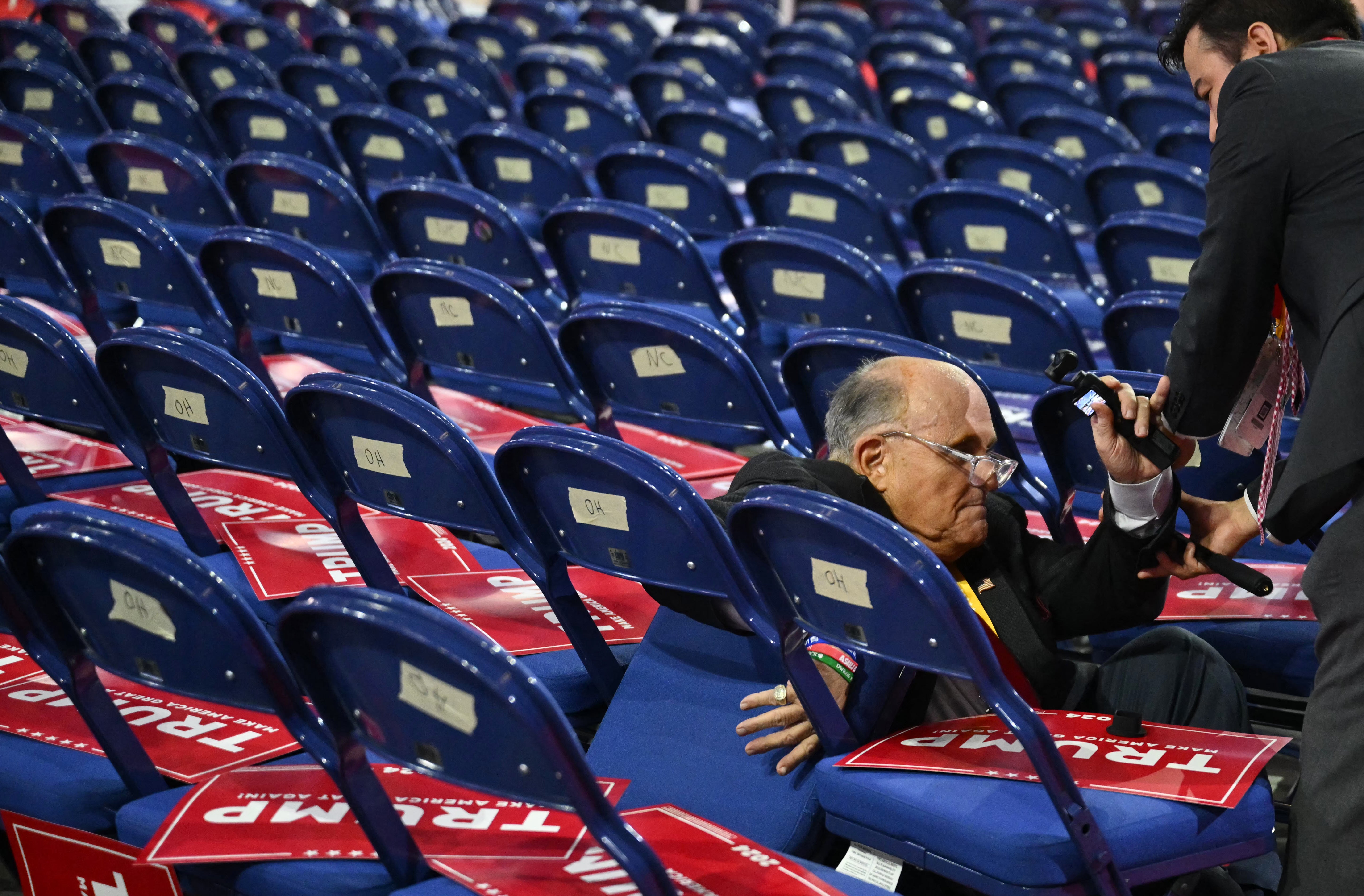 Rudy Giuliani takes a tumble at the RNC