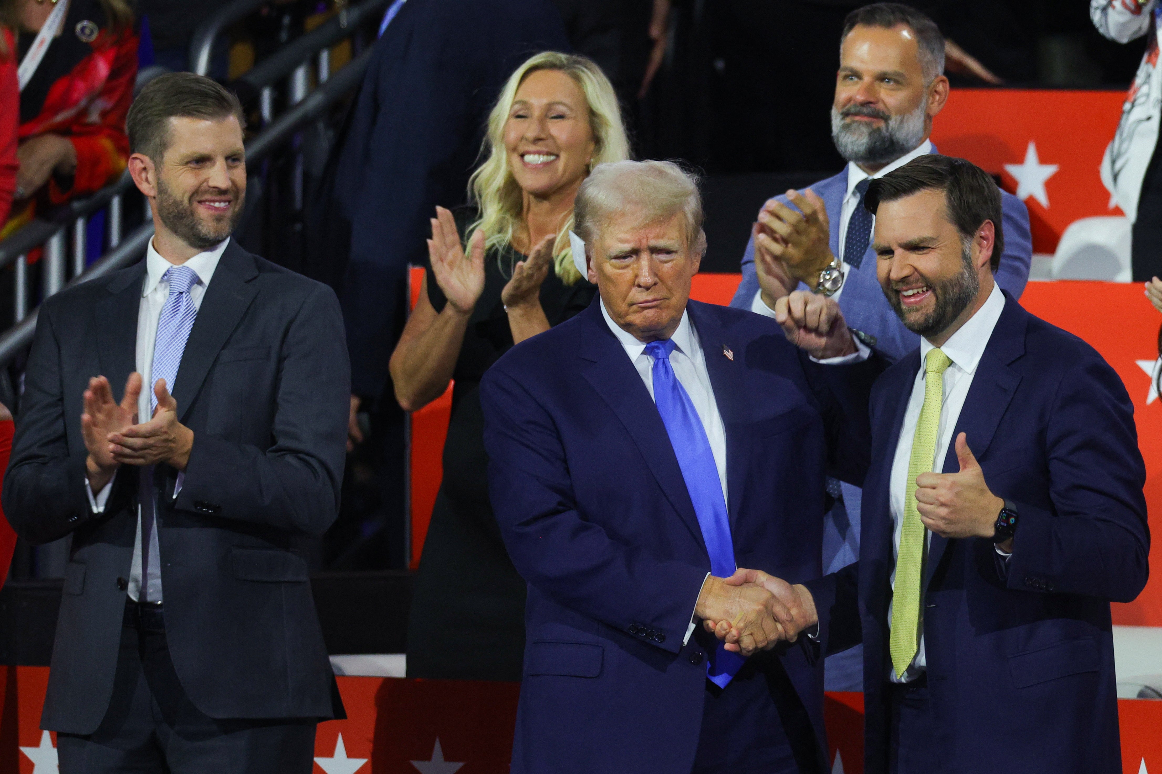 Trump was joined again by his newly selected running mate JD Vance