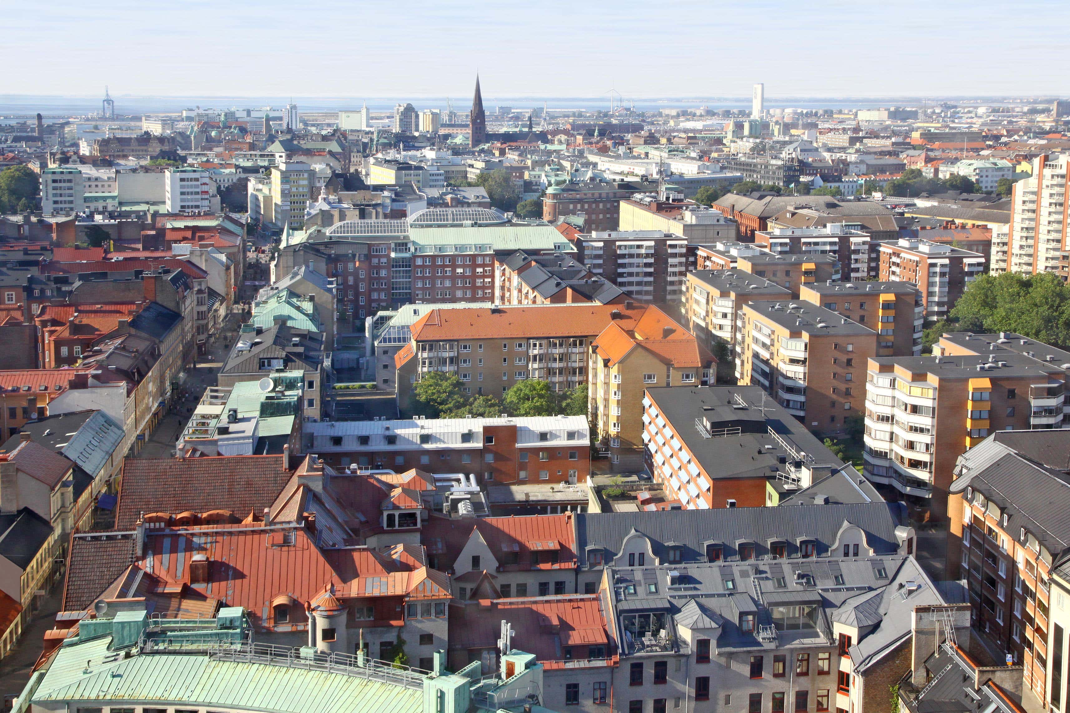 An aerial view of the city of Malmo in Sweden