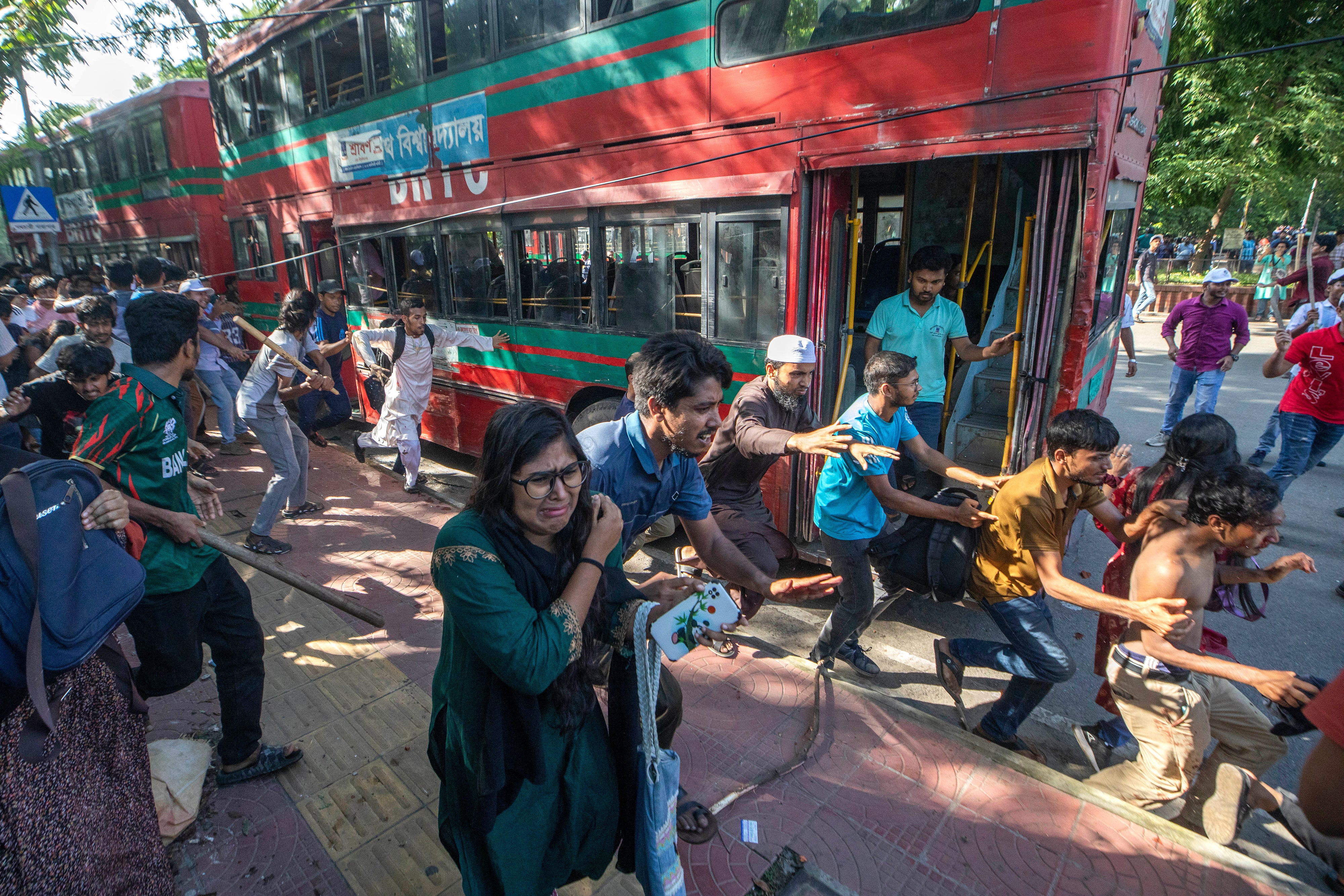 Students protest against the quota system at Jahangir Nagar University outside Dhaka, Bangladesh