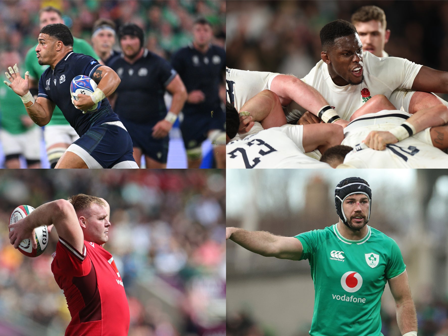 Sione Tuipulotu, Maro Itoje, Caelan Doris and Dewi Lake (clockwise from top left) could all be in Andy Farrell’s squad