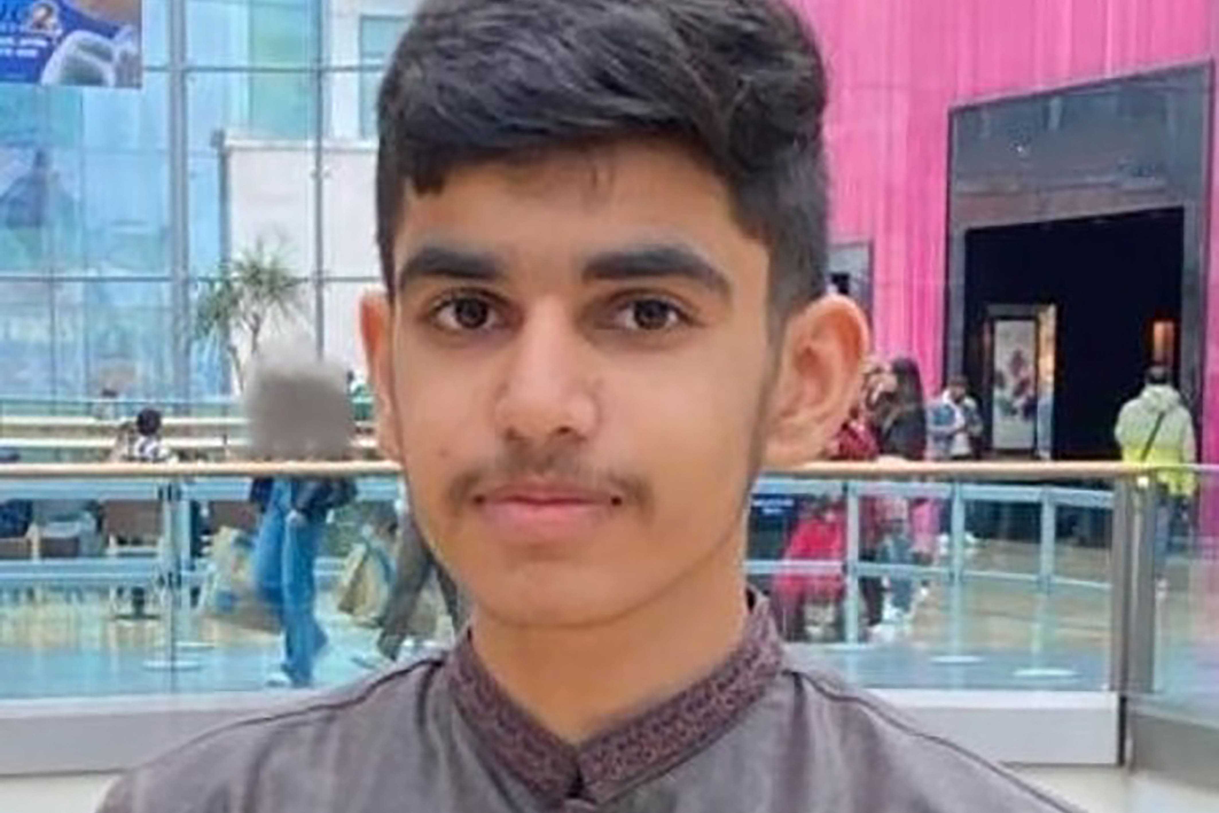 Muhammad Hassam Ali, 17, was stabbed in the chest in Victoria Square in Birmingham (West Midlands Police/PA)