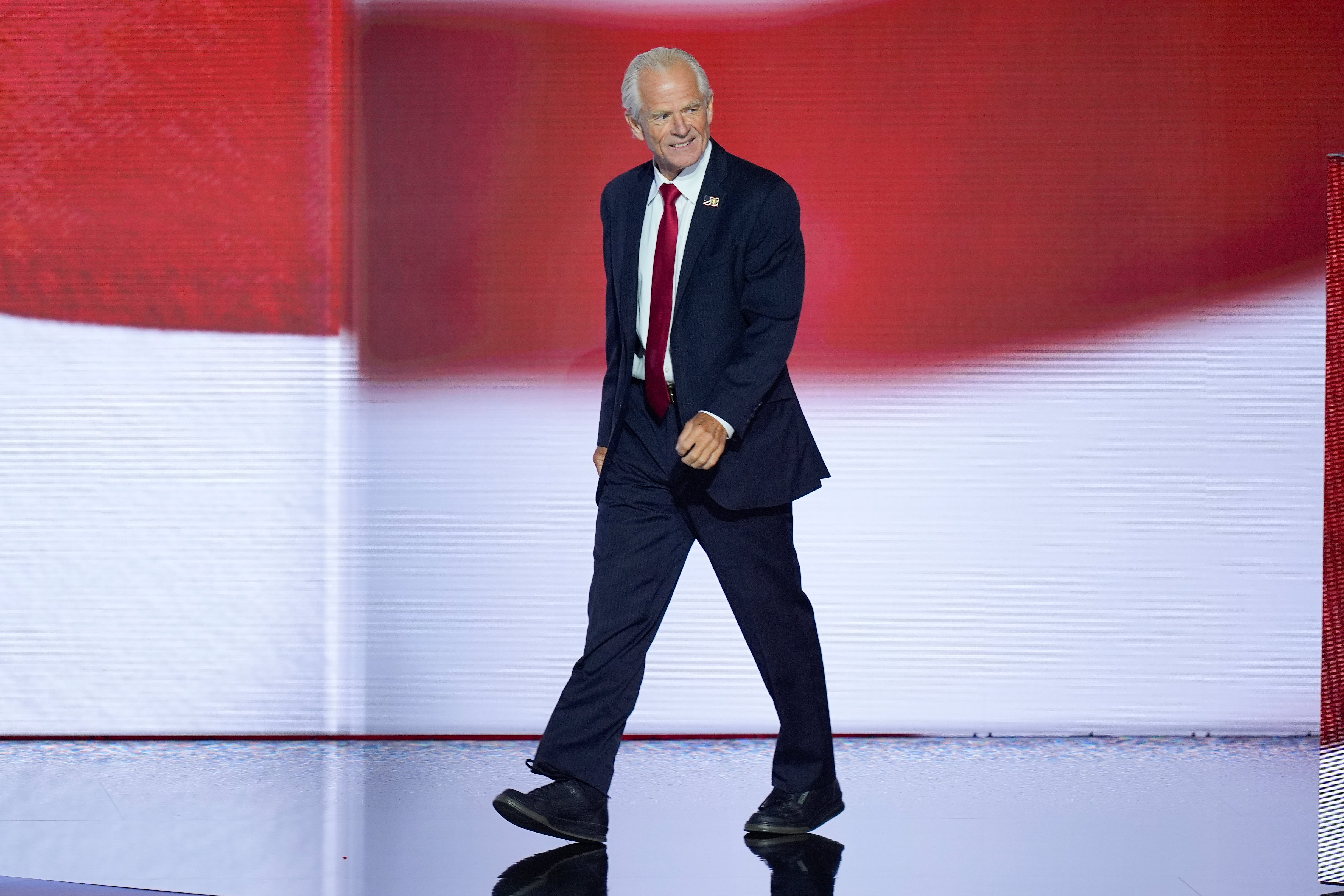 Peter Navarro at the Republican National Convention hours after being released from prison in Miami, Florida