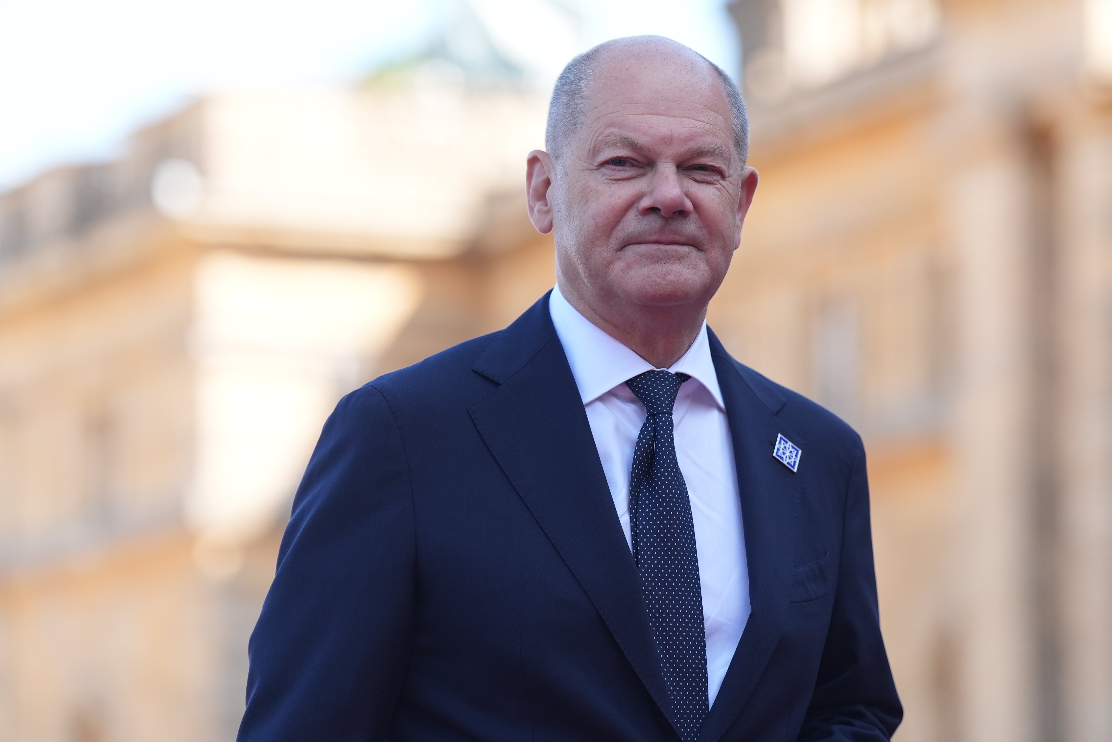 Chancellor of Germany Olaf Scholz arrives to attend the European Political Community summit at Blenheim Palace