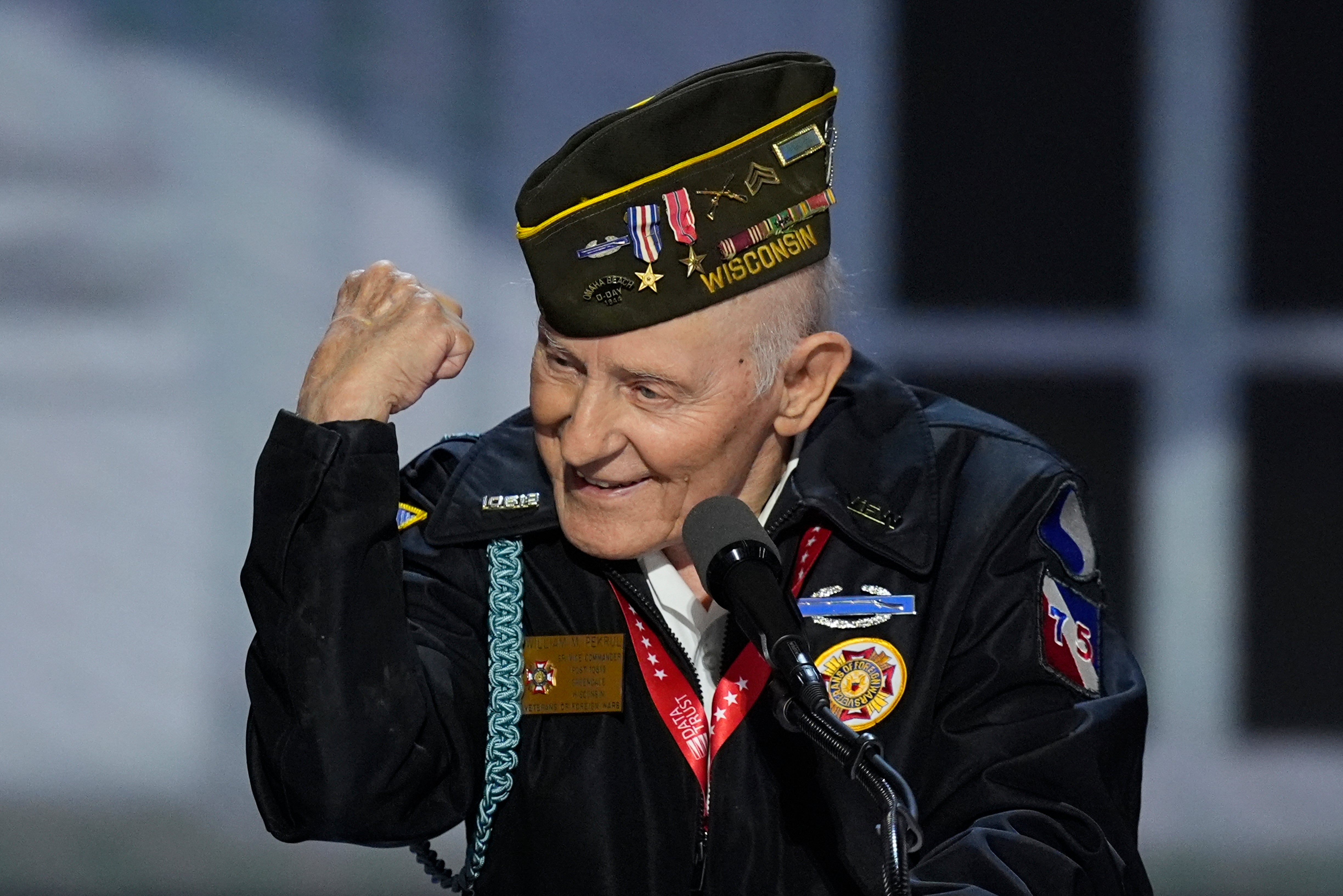 Sergeant William Pekrul speaks during the Republican National Convention on Wednesday, July 17