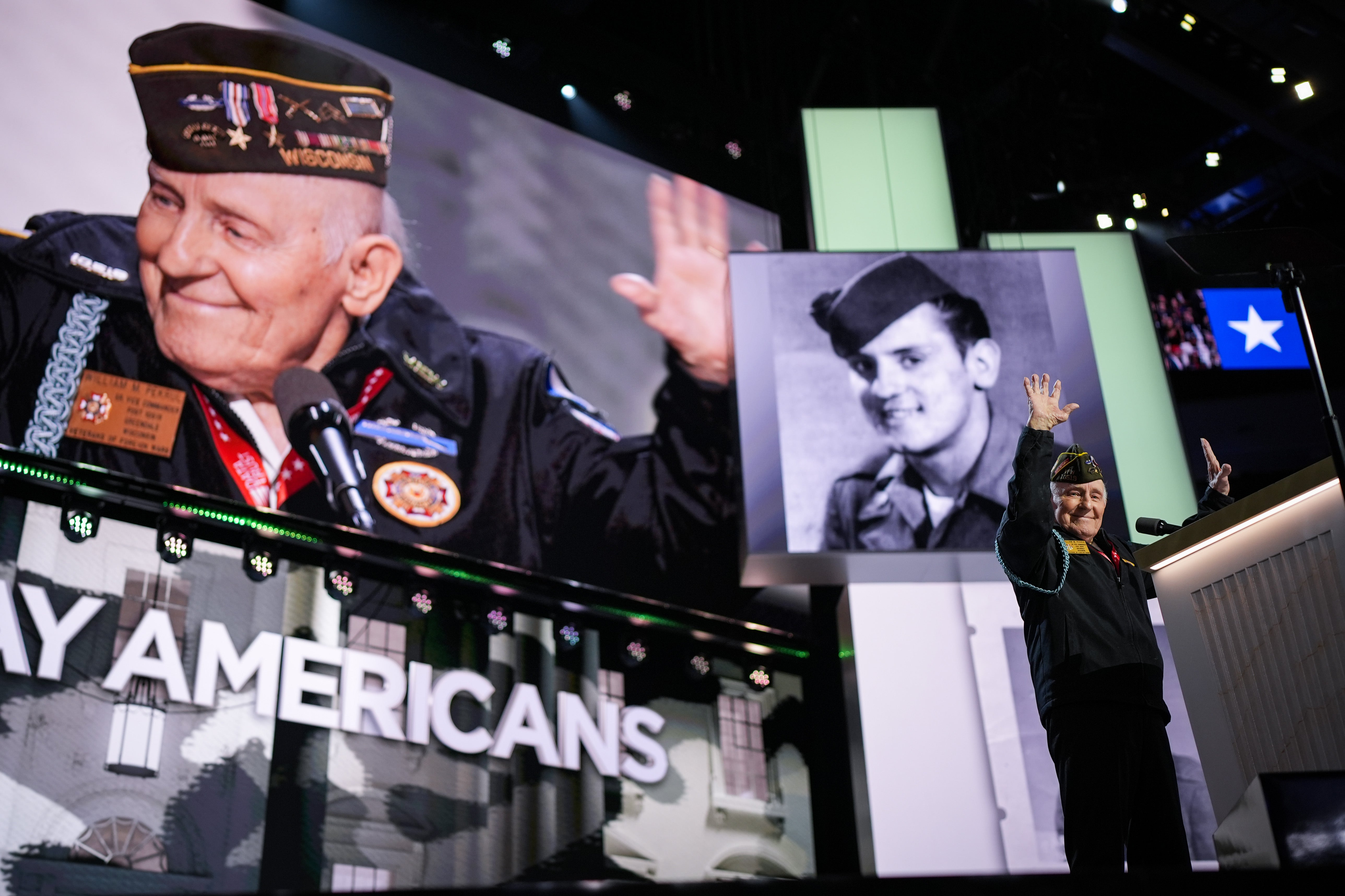 The veteran paused his speech to receive chants of ‘USA!’ from the RNC crowd