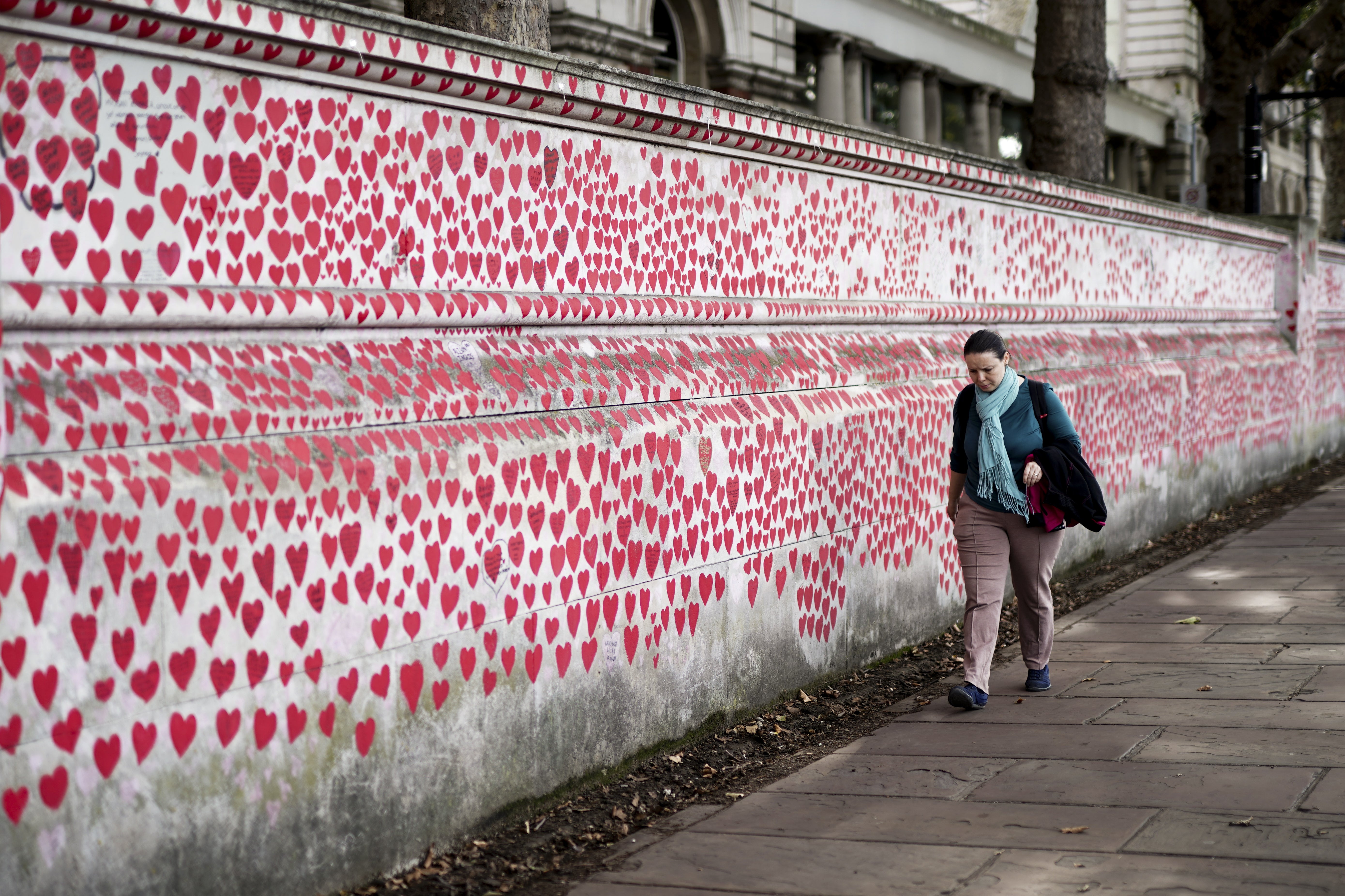 The National Covid Memorial Wall, a public mural painted by volunteers to commemorate the victims of the COVID-19