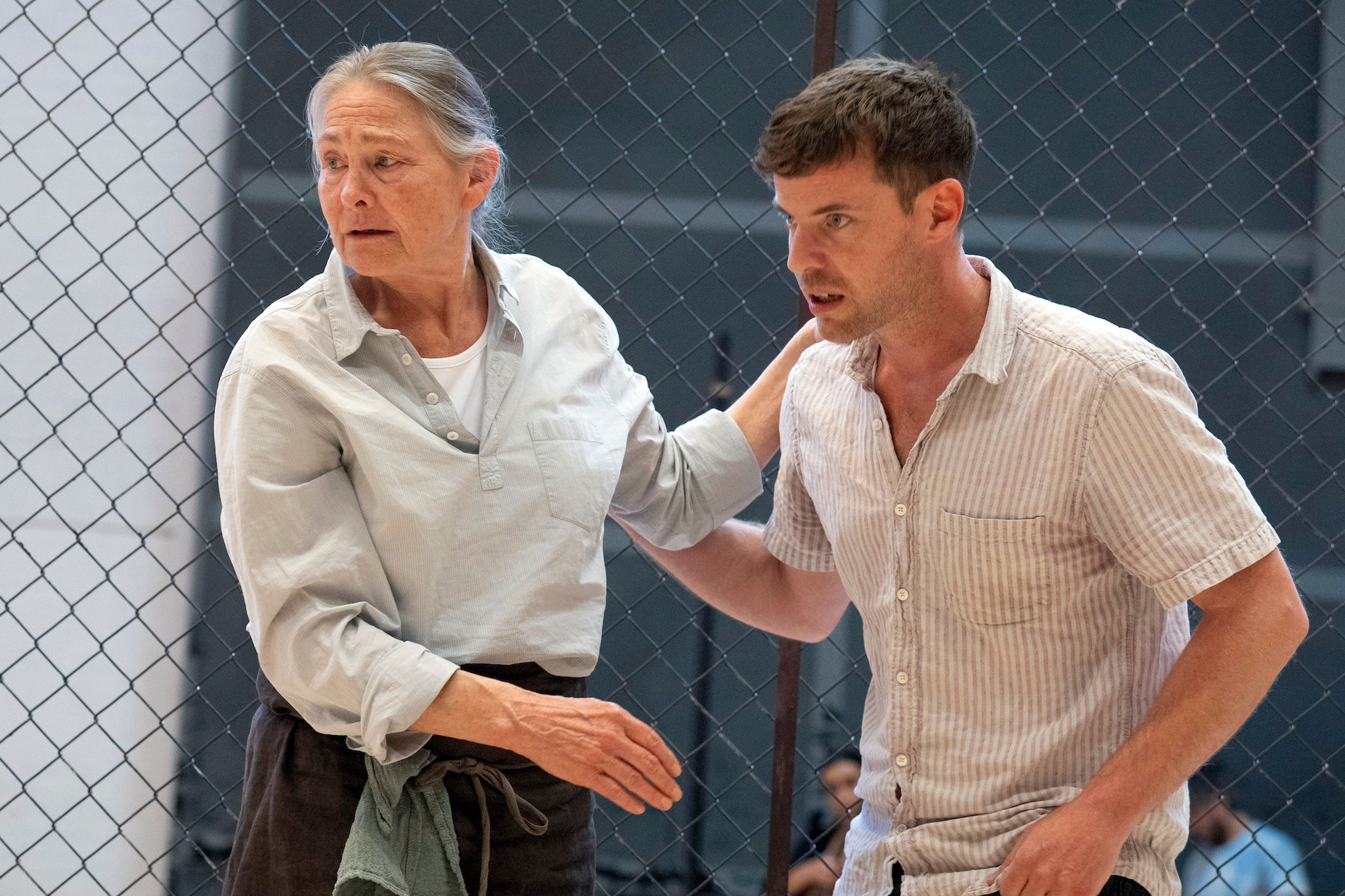 Jones and Harry Treadway in rehearsals for ‘The Grapes of Wrath’ as Ma Joad and Tom Joad