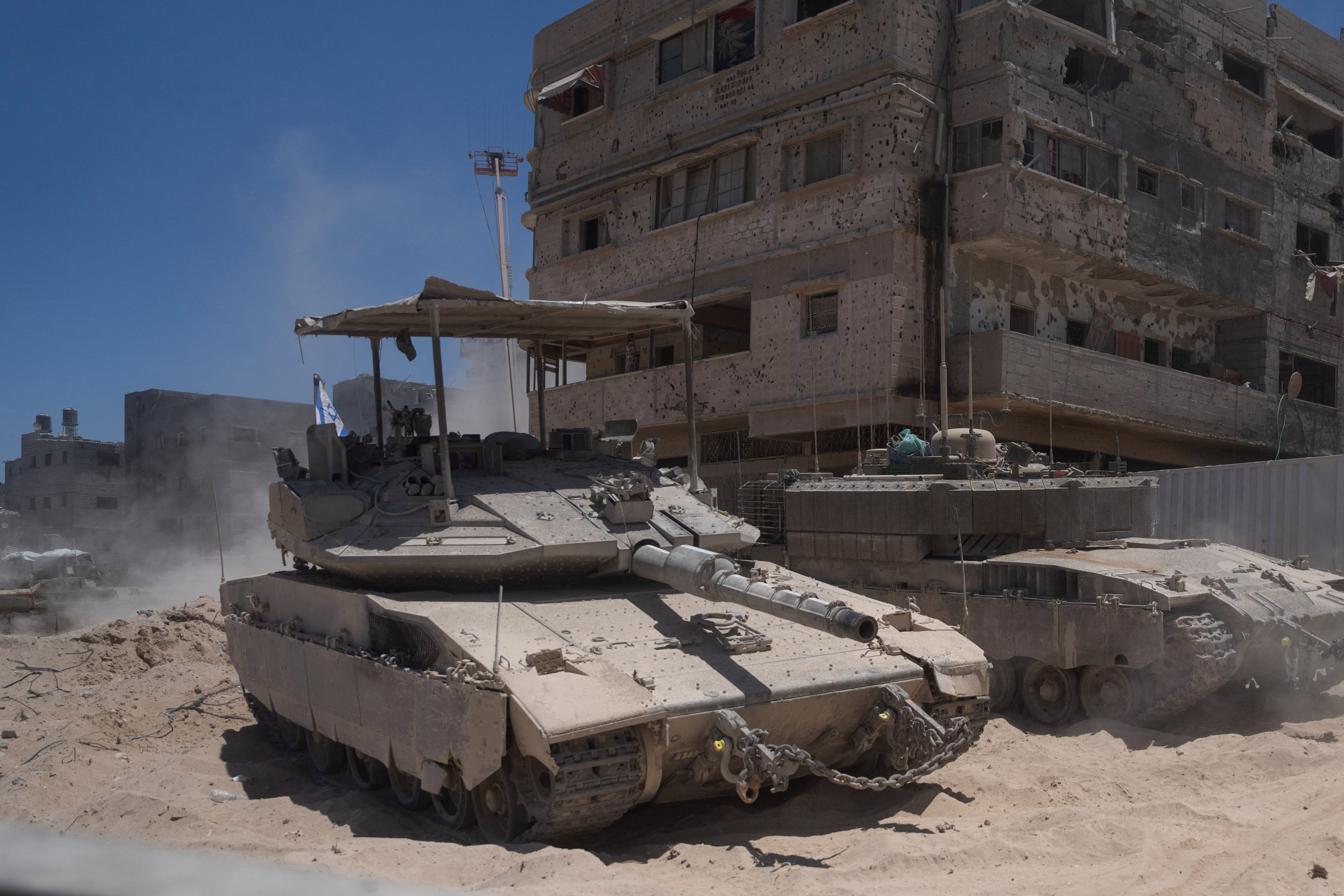 Israeli tanks in the southern Gaza Strip