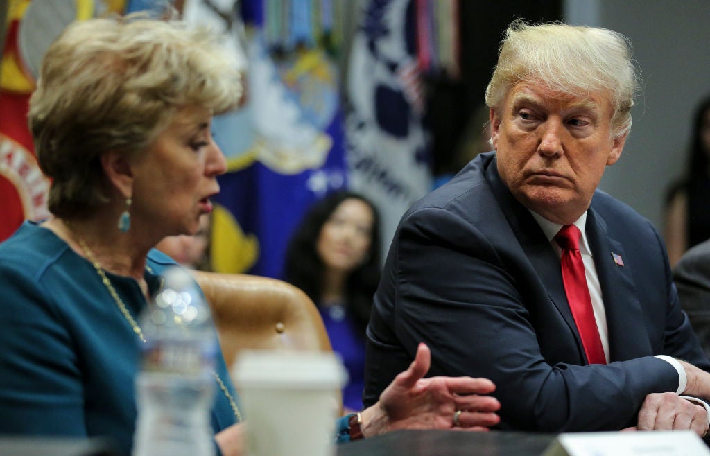 Trump with former Small Business Administration director Linda McMahon