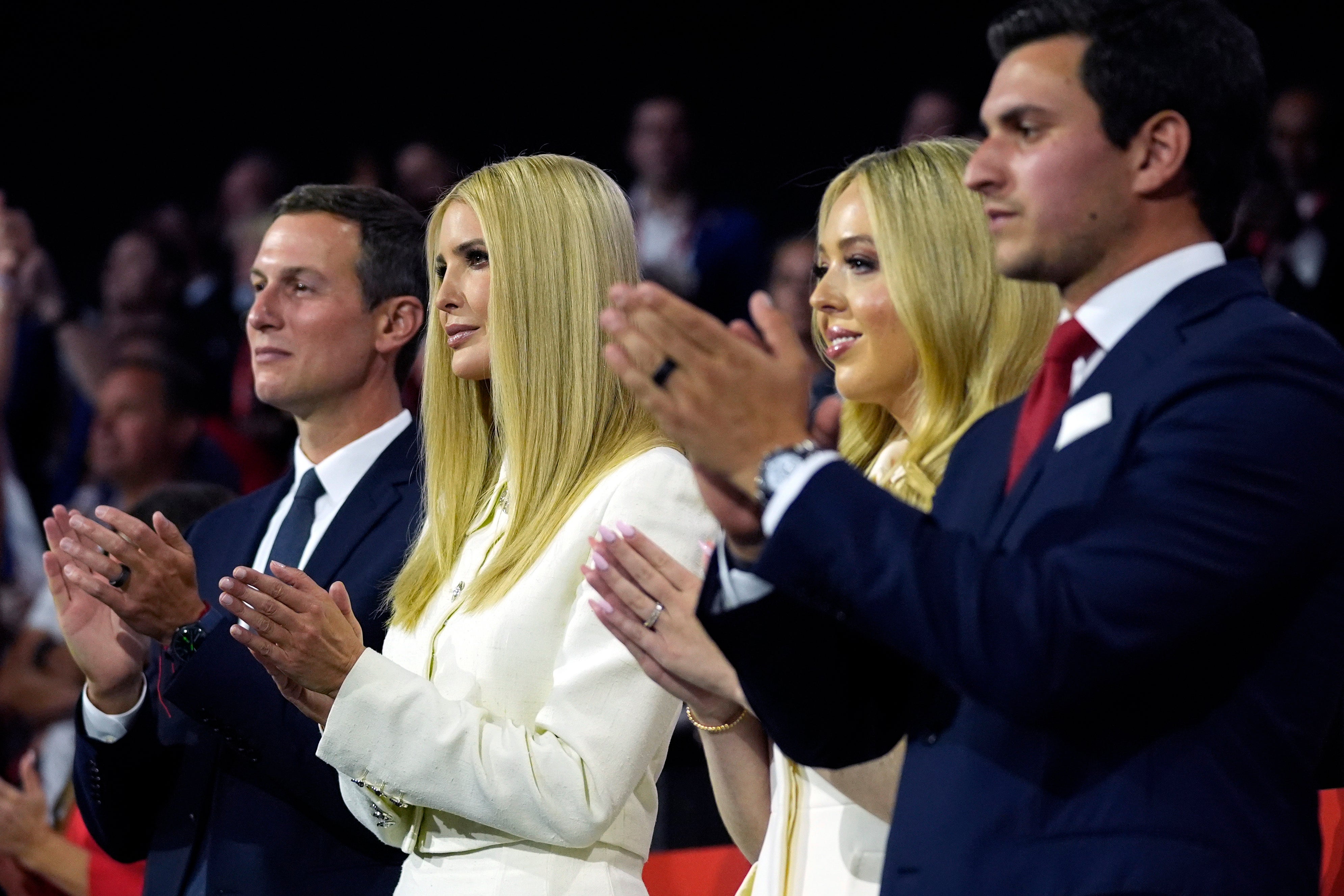 Jared Kushner, former White House senior adviser, Ivanka Trump, former White House senior adviser, and Tiffany Trump were all present on the final night of the RNC