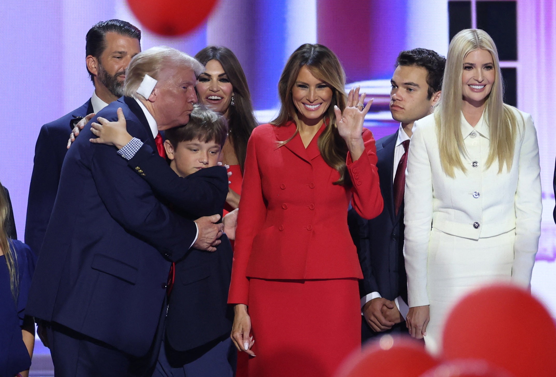 Melania took center stage as the 2024 RNC came to its conclusion and thousands of red, white and blue balloons fell