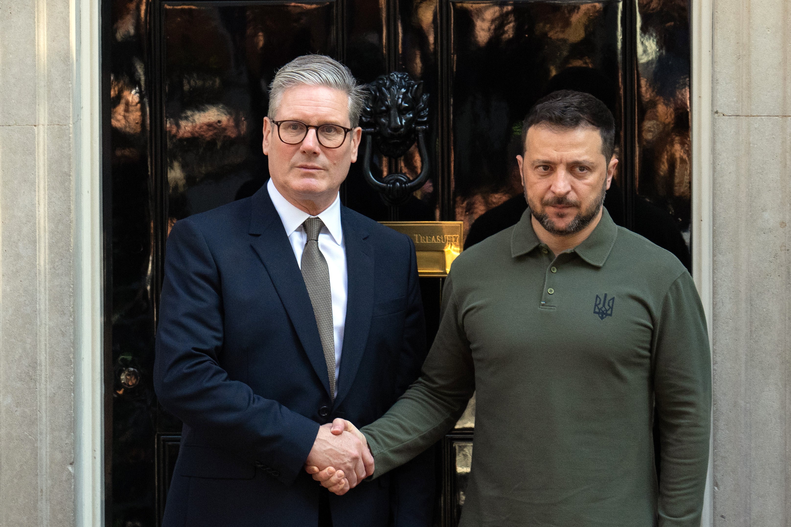 Brothers in arms: Keir Starmer greets Volodymyr Zelensky at 10 Downing Street on Friday