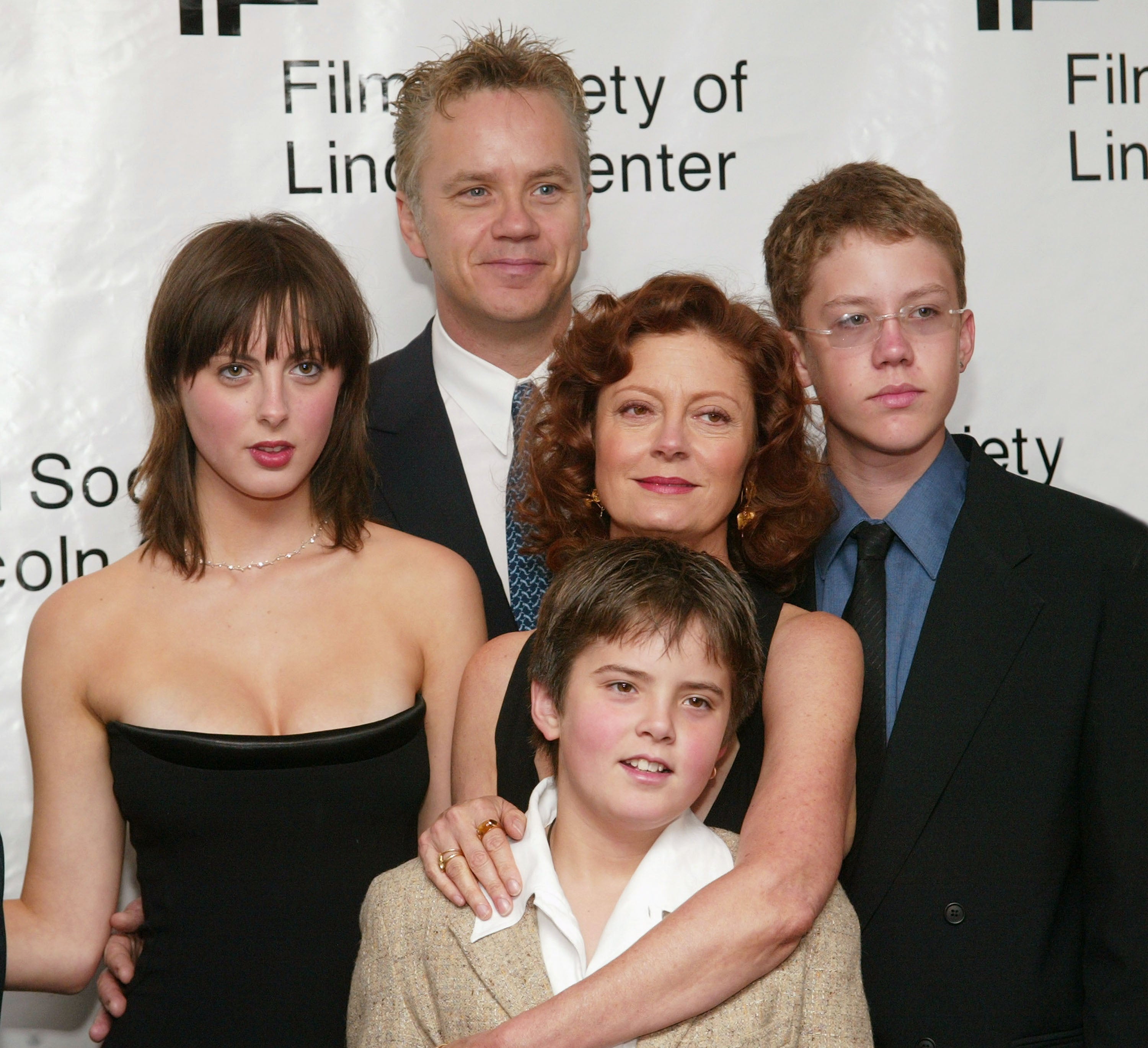 Actors Susan Sarandon and Tim Robbins with their children - Eva, Miles, and Jack - in New York City in May 2003