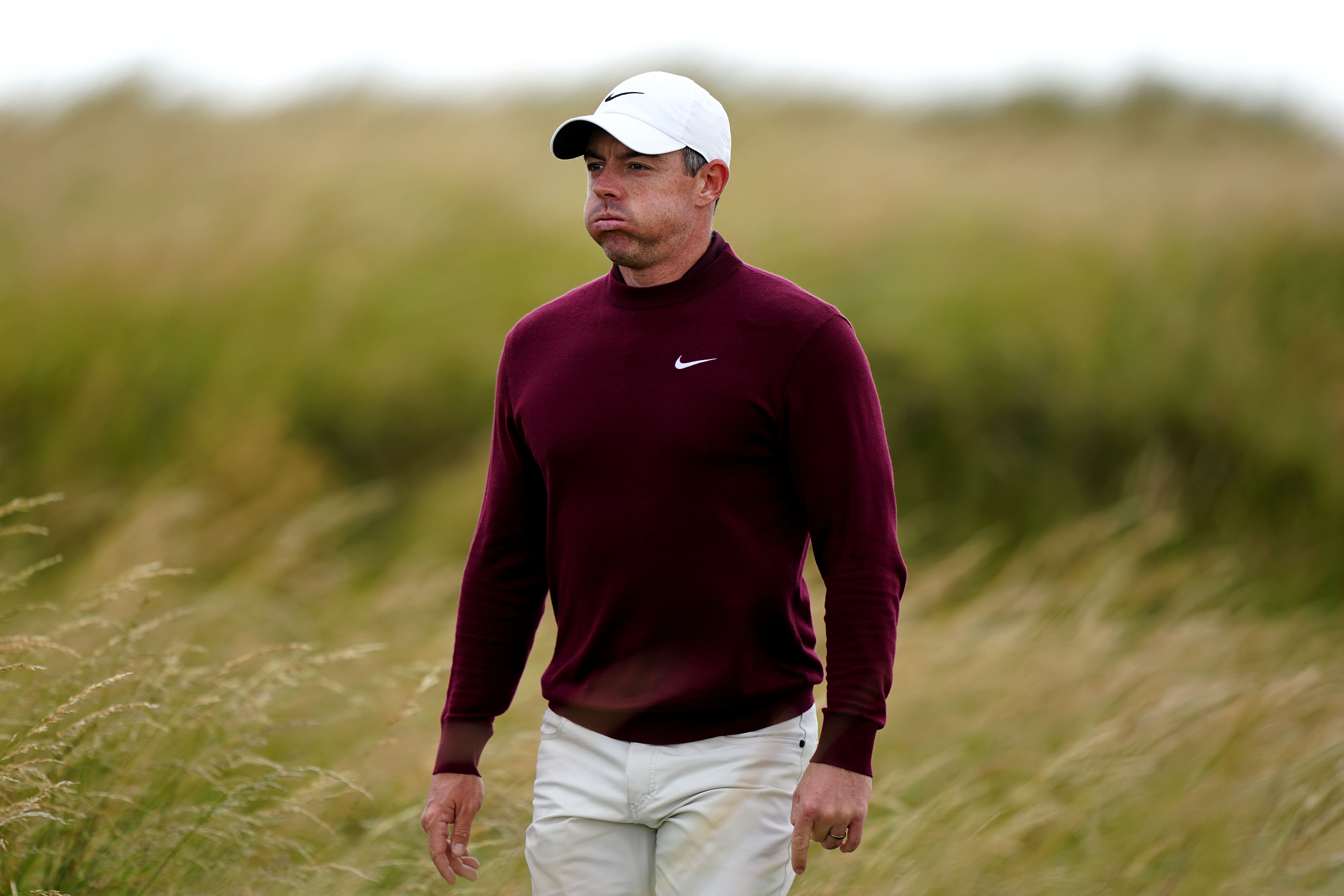 Rory McIlroy looks dejected on the fourth hole during day two of The Open at Royal Troon (Zac Goodwin/PA)