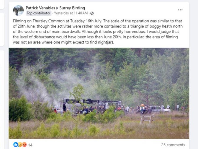 A bird-lover took a photo of the film crew with smoke